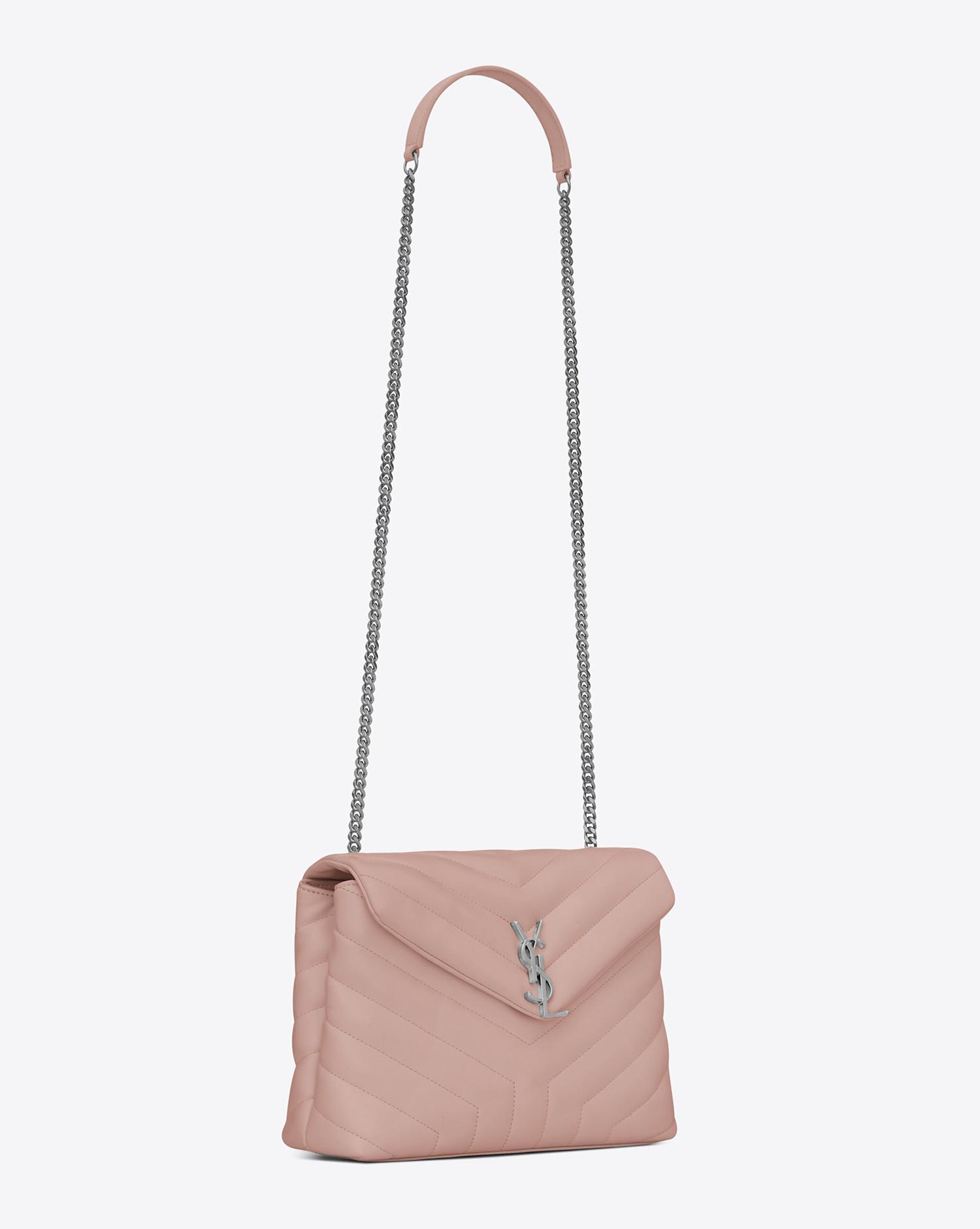 Saint Laurent Small Loulou Chain Bag In Pale Blush "y" Matelassé