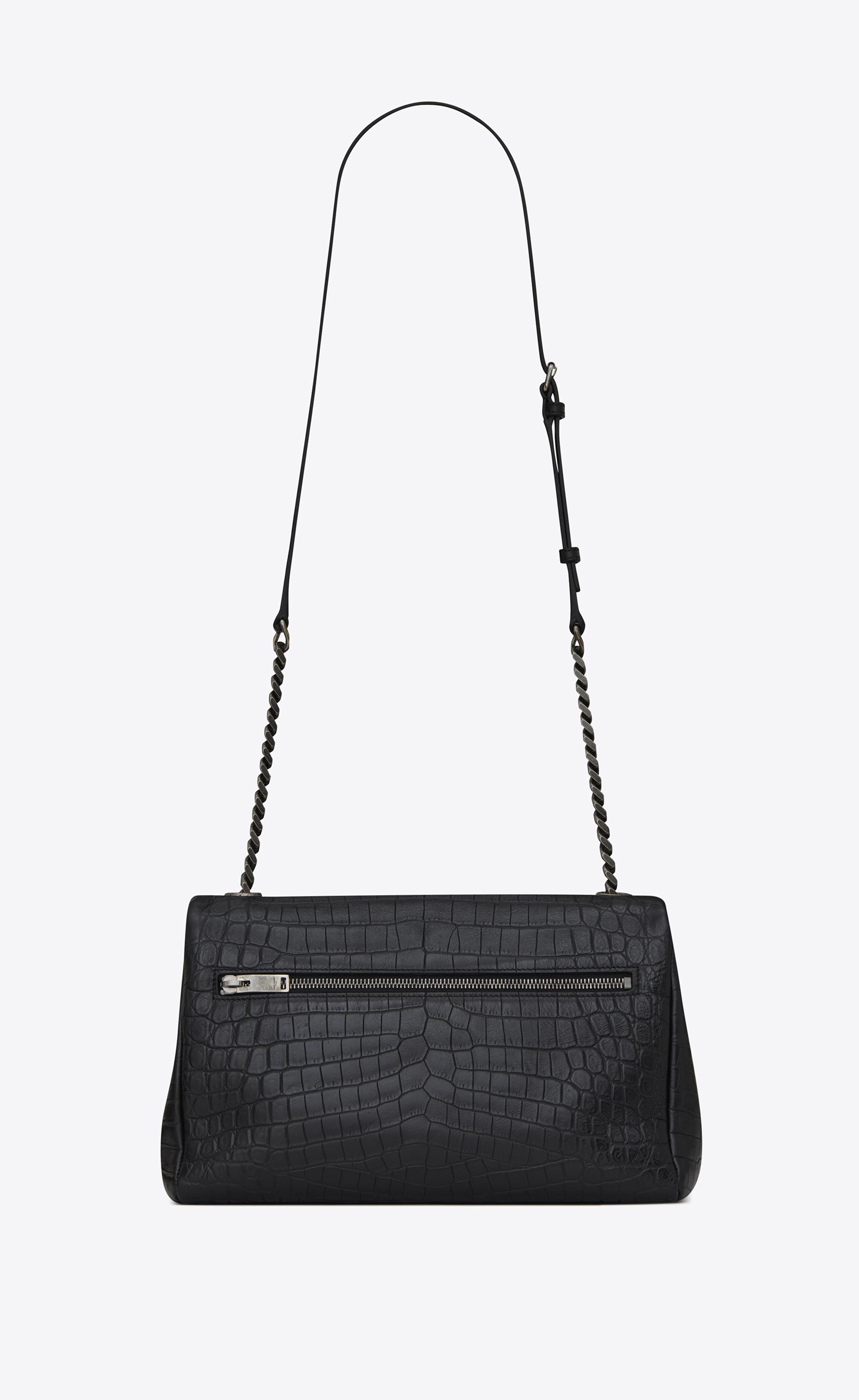 Goldmas crocodile belly leather matte black handbag