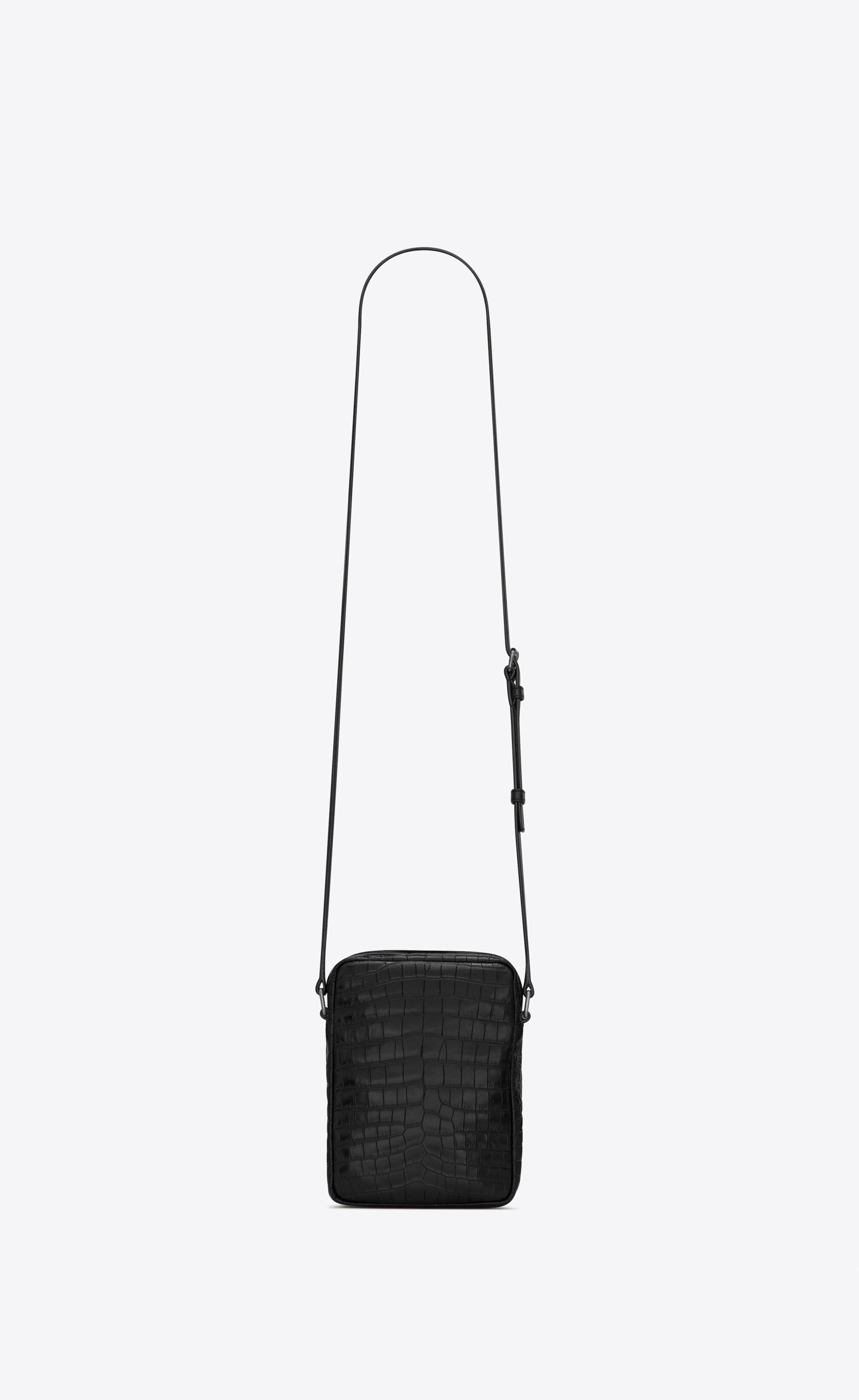 Saint Laurent Monogram Bubble Small Crossbody Bag Black Crocodile-Effect  Matte Leather