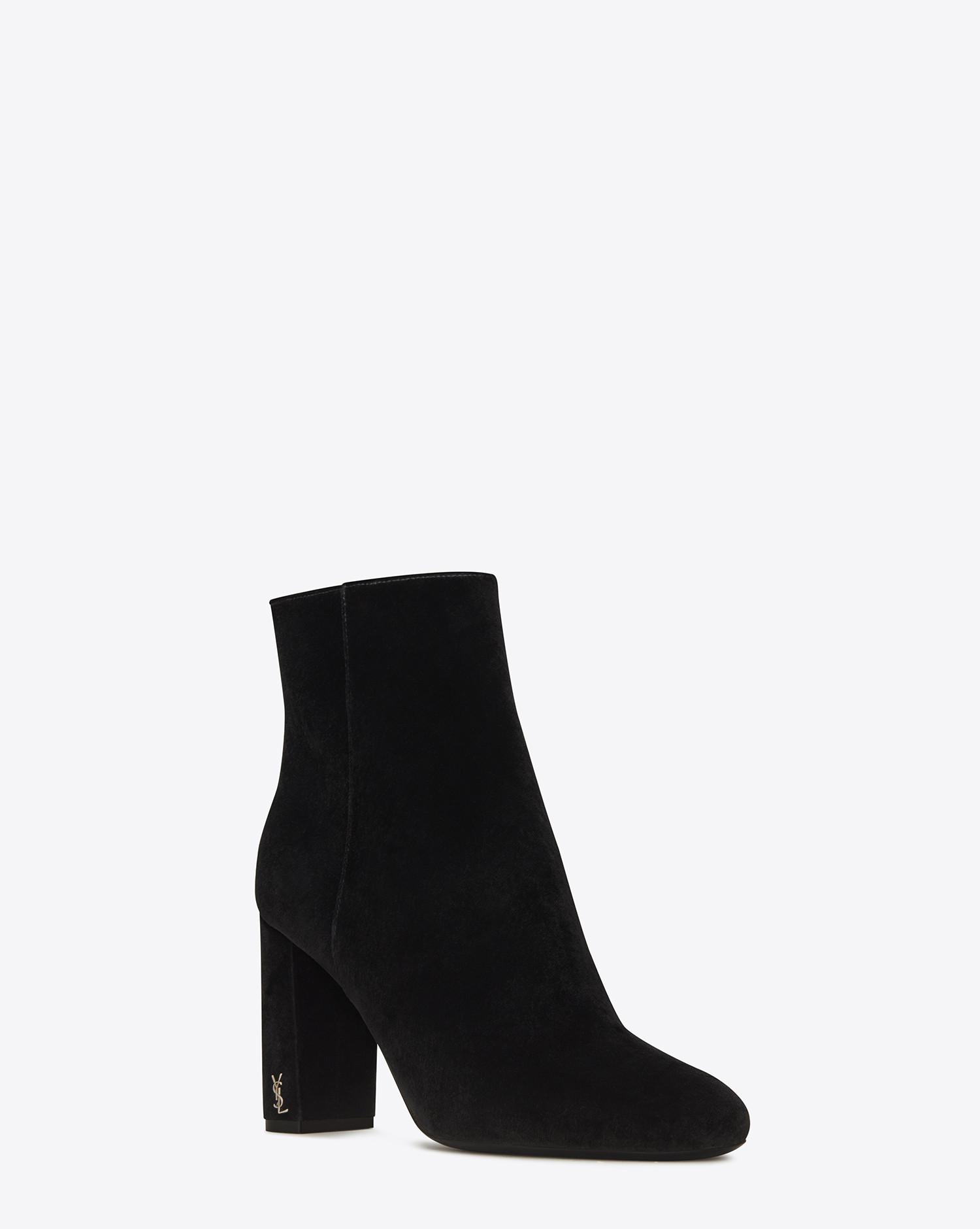 Saint Laurent Leather Loulou 95 Ankle Boots in Black - Lyst