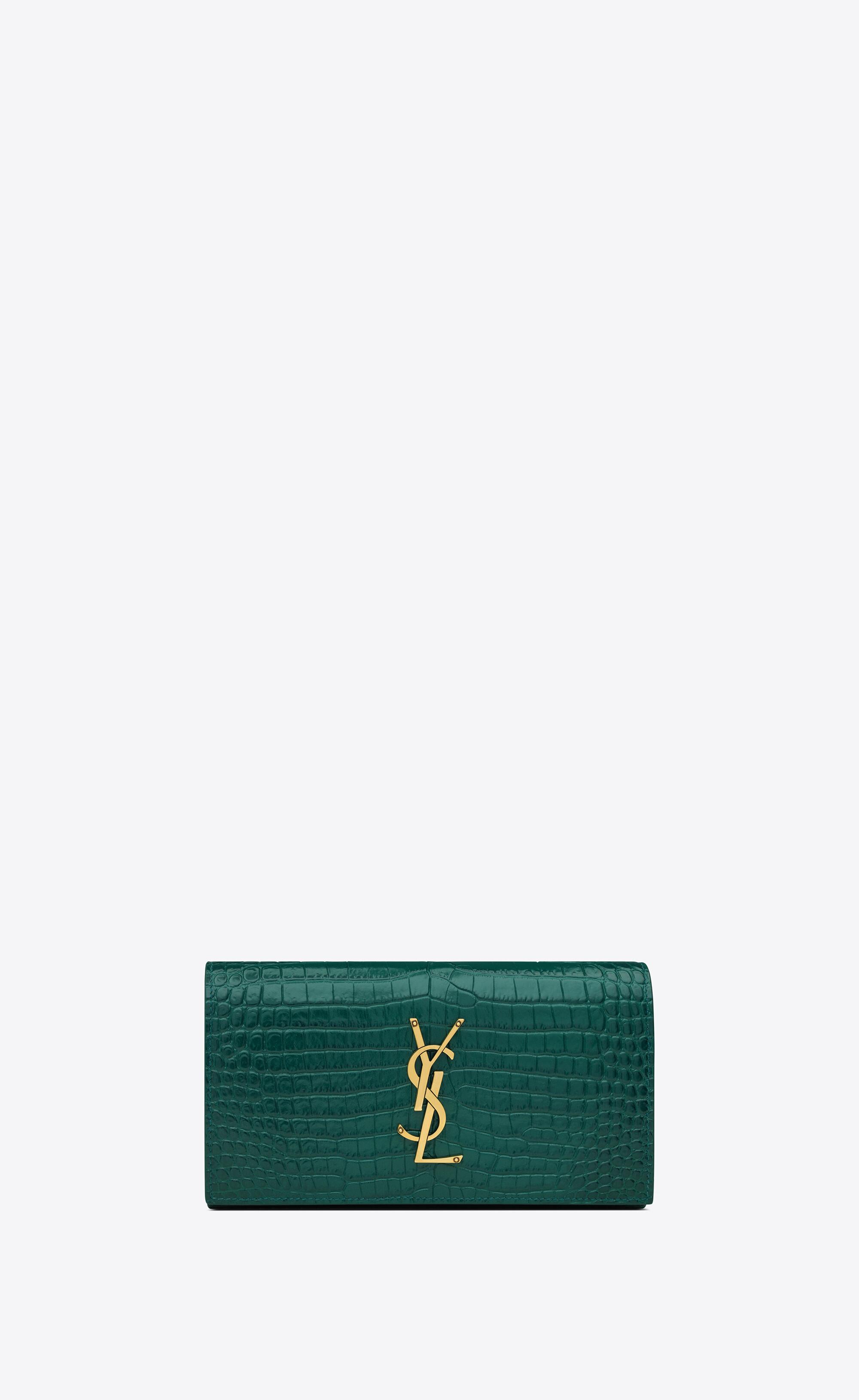 Avalon Crocodile-Embossed Handbag and Wallet Set