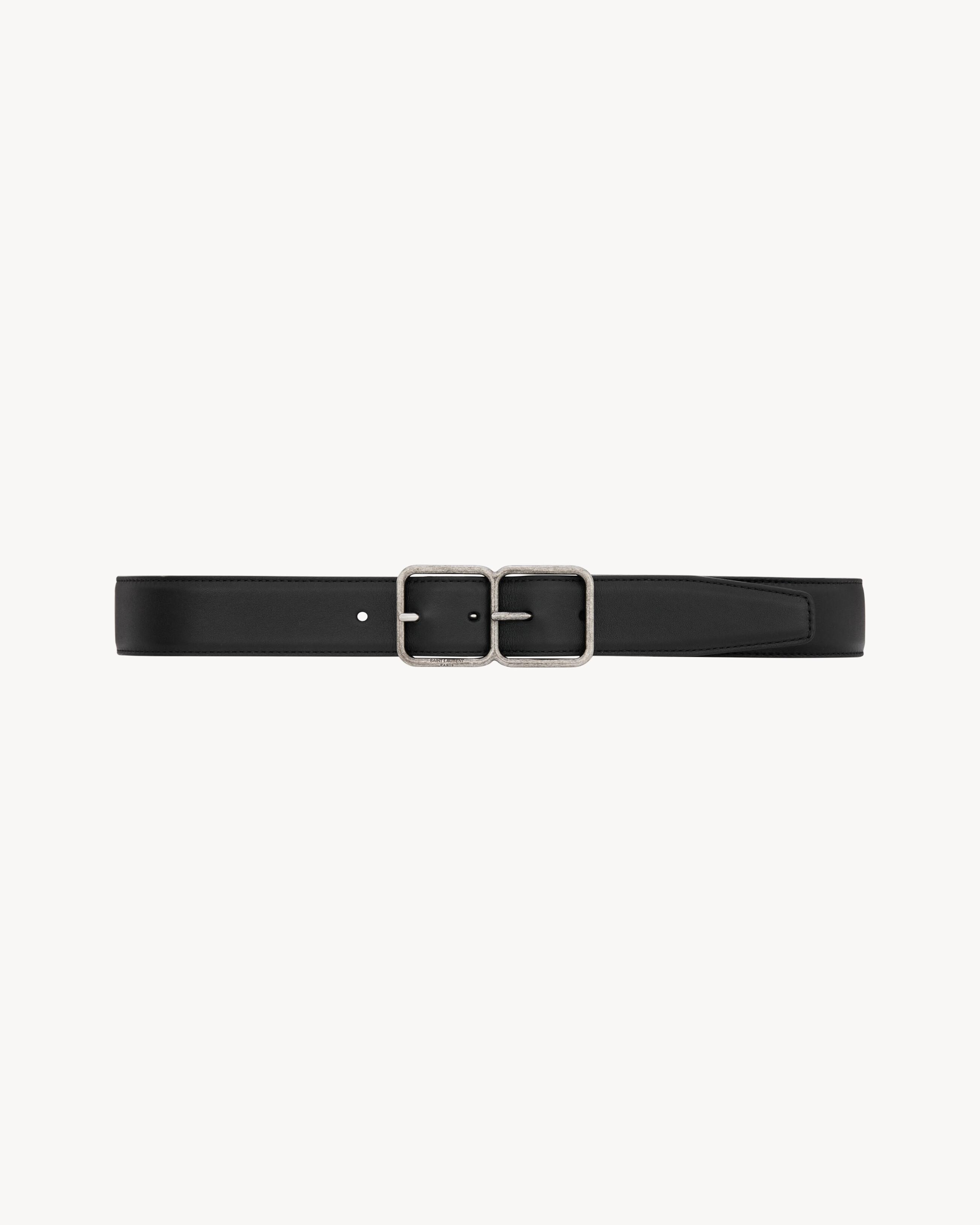 Saint Laurent メンズ ホワイト ダブルフレイム ベルト（ラッカード 