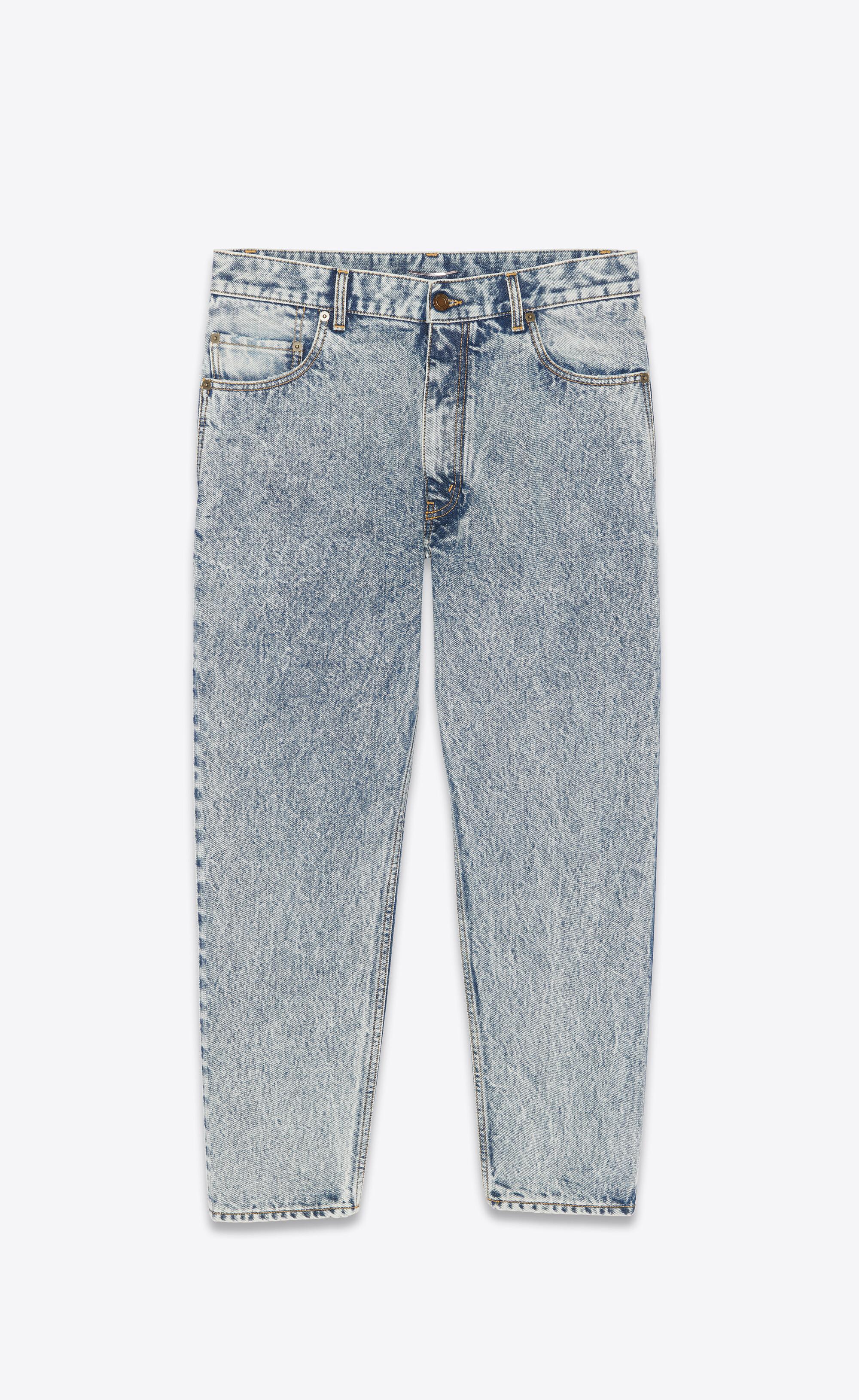 Saint Laurent baggy Cropped Jeans In Heavy Marble Blue Denim for Men | Lyst