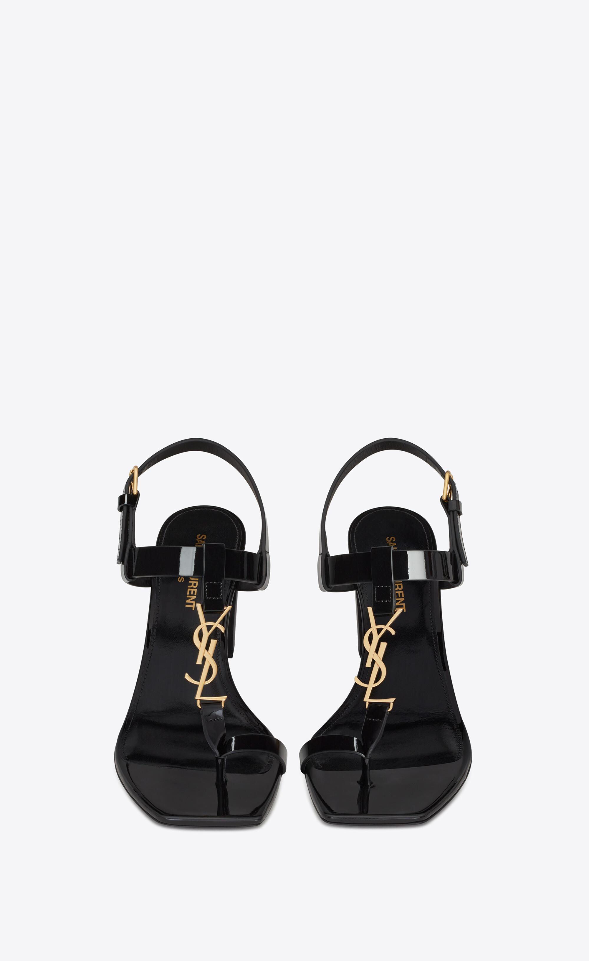 Patent Leather Sandals Yves Saint Laurent Black Size EU In
