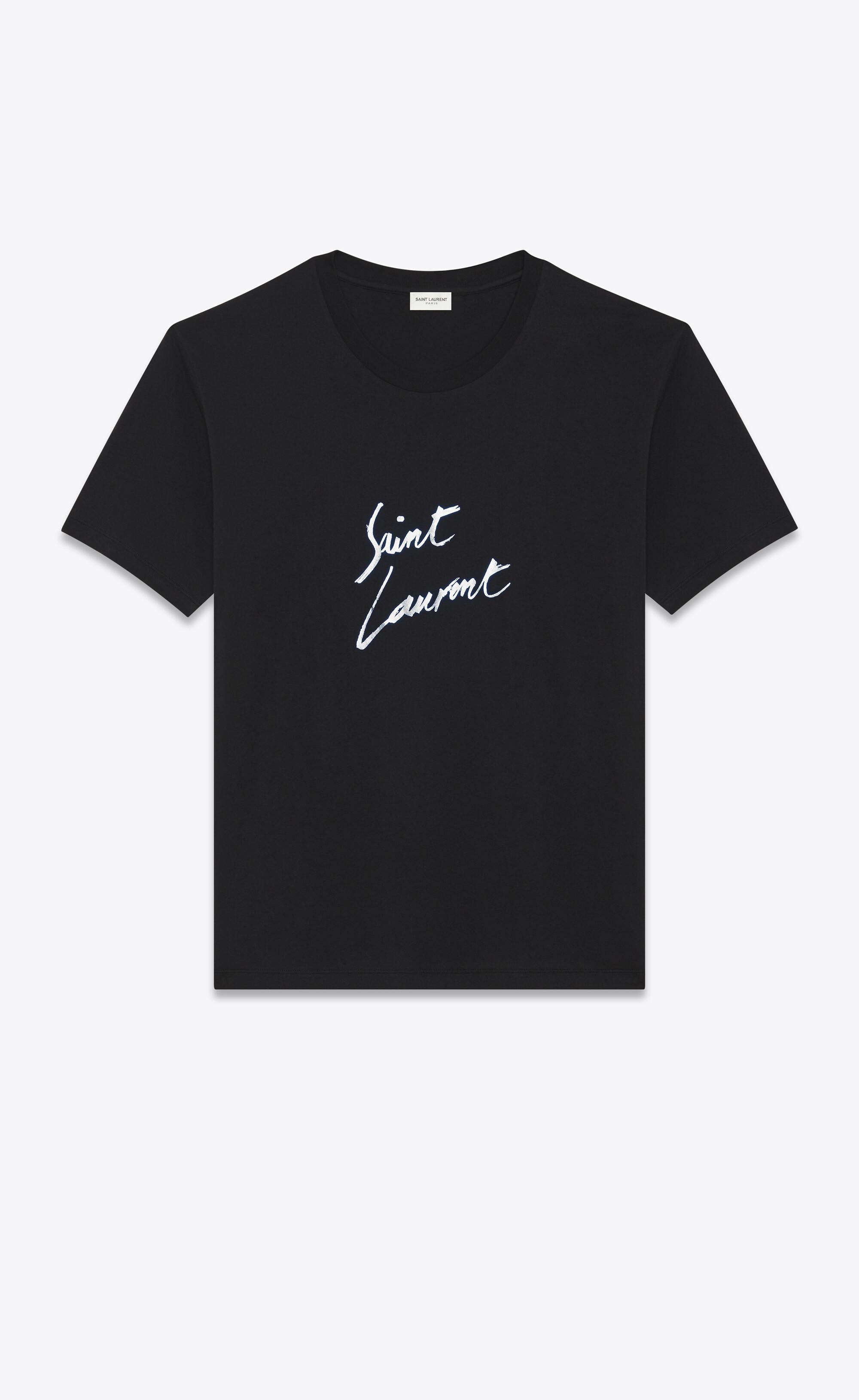Saint Laurent Cotton Oversized Signature T-shirt in Black for Men 