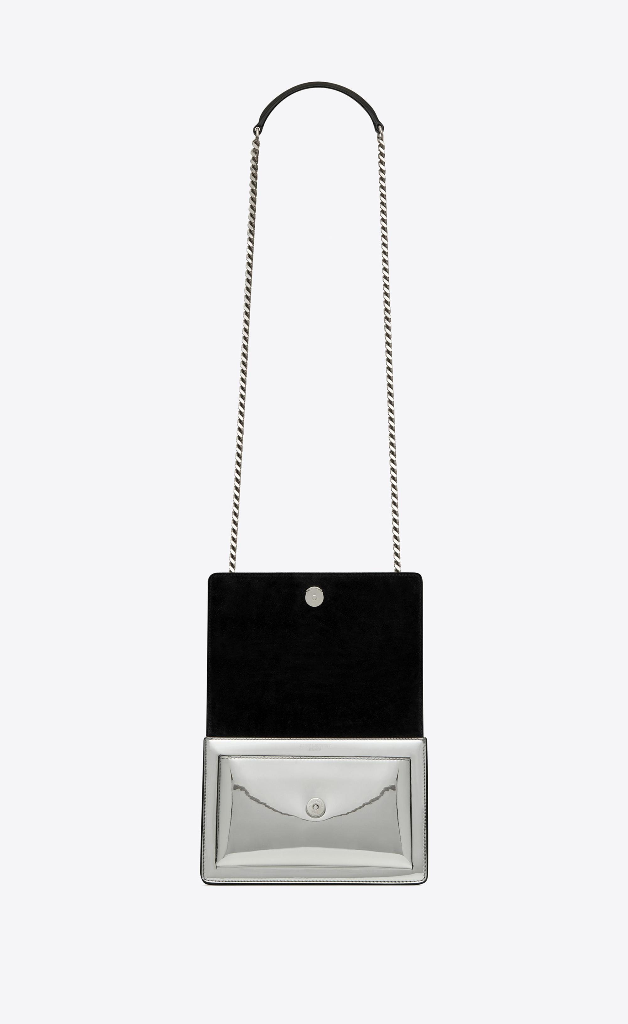 Saint Laurent sunset small croc-effect leather shoulder bag - off-white.  #saintlaurent #crossbody #bags