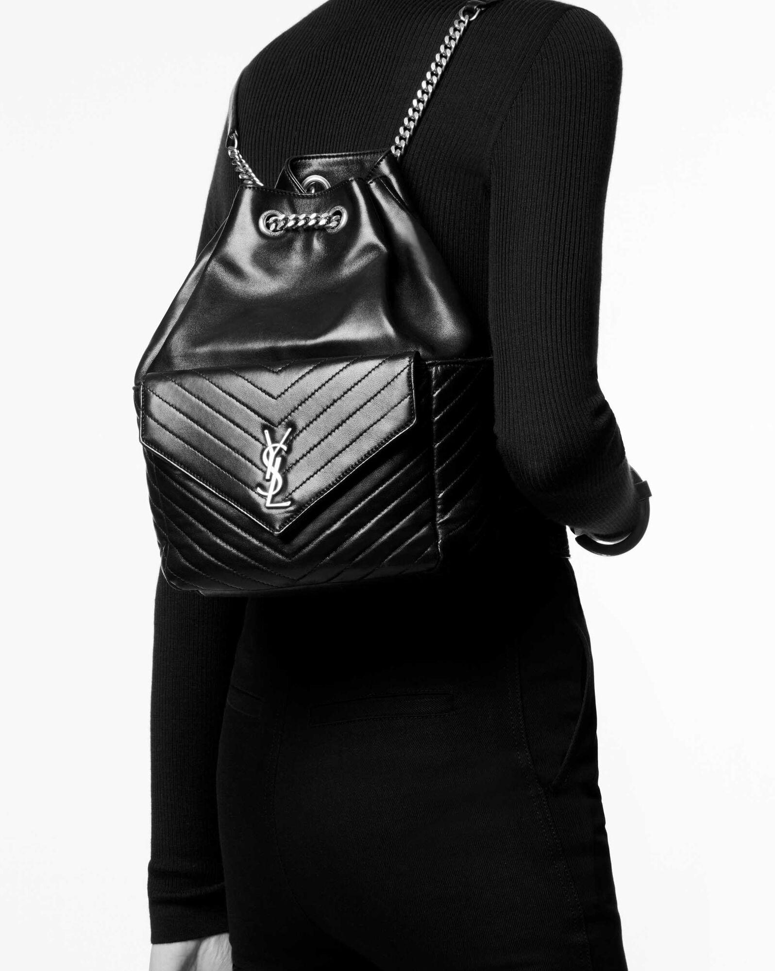 Saint Laurent Medium Loulou Monogram Backpack in Black