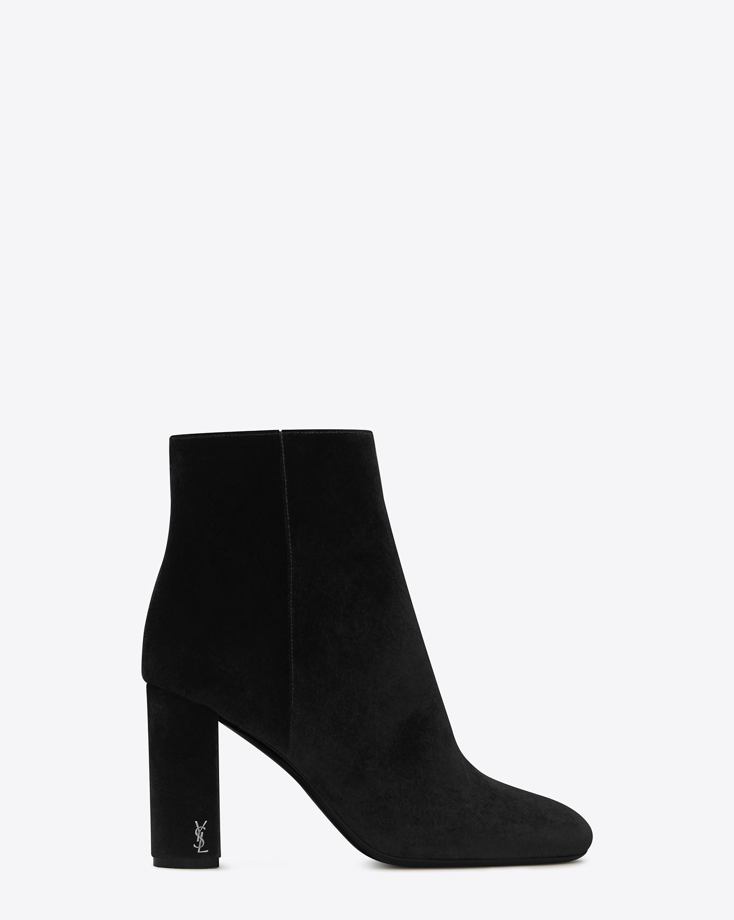 Saint Laurent Leather Loulou 95 Ankle Boots in Black - Lyst
