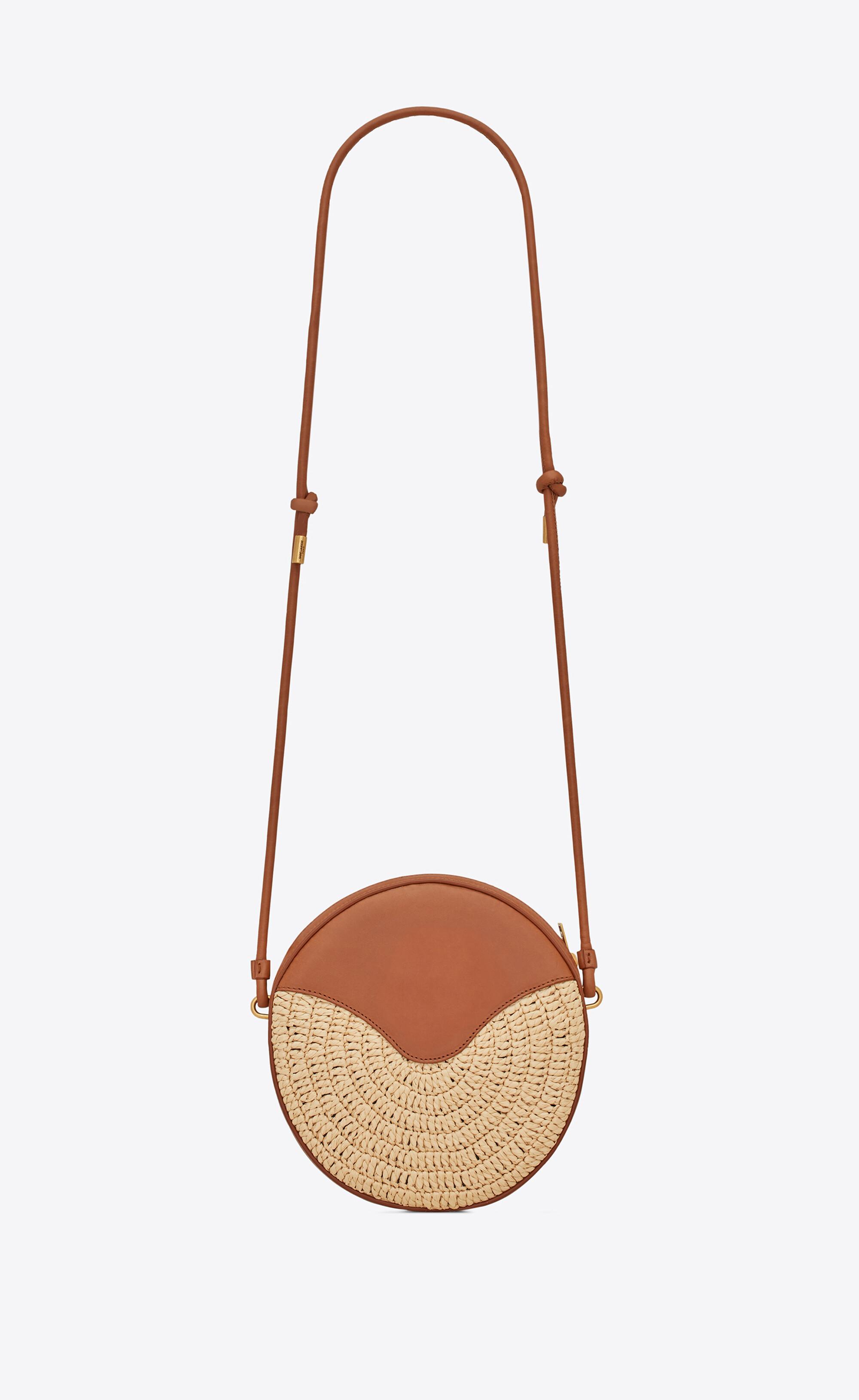 Saint Laurent Monogram Round Camera Bag In Raffia Crochet And Smooth  Leather | Lyst