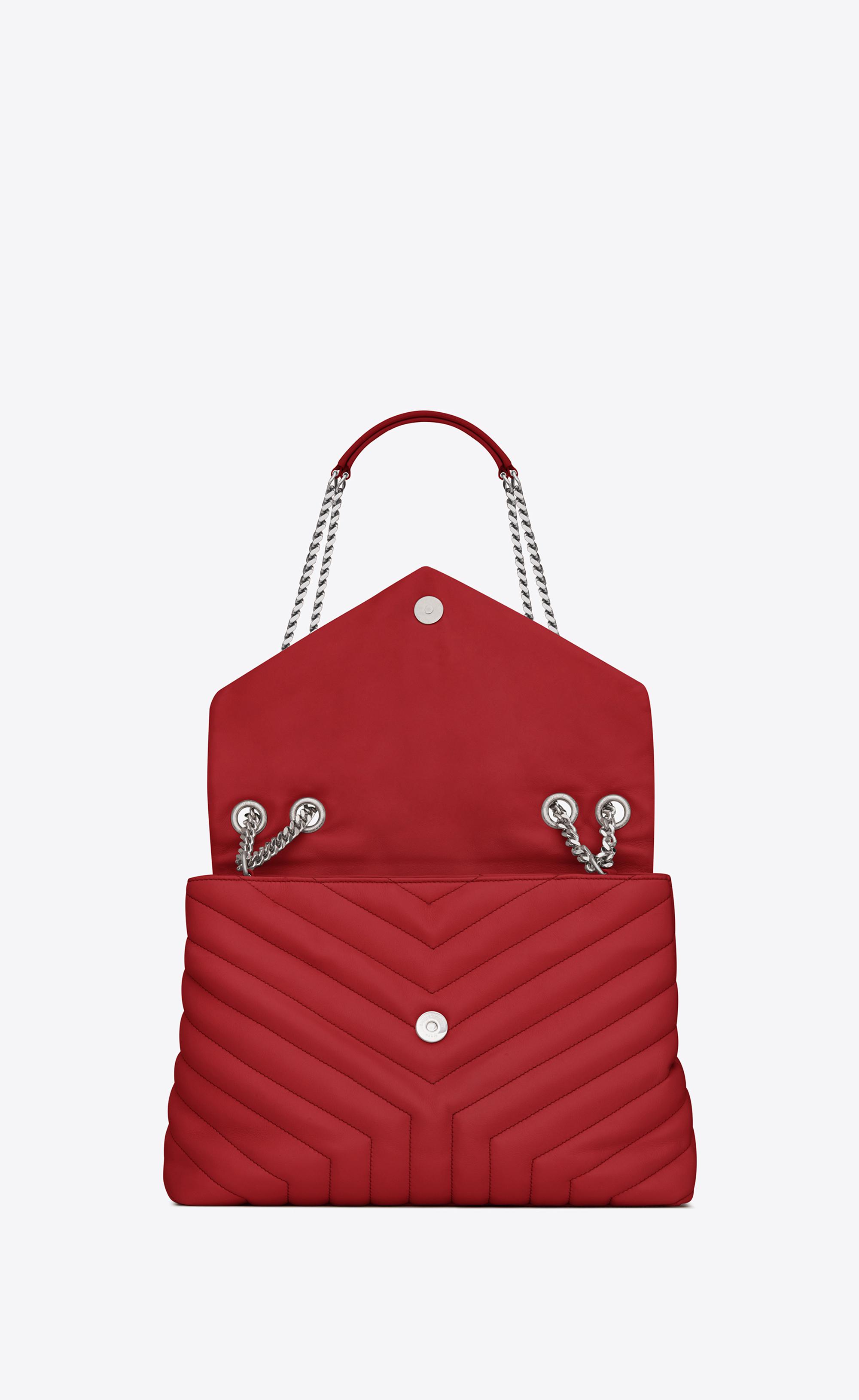 Saint Laurent Loulou Medium Chain Bag Matelasse Y Rouge Legion in Leather  with Gold-tone - US