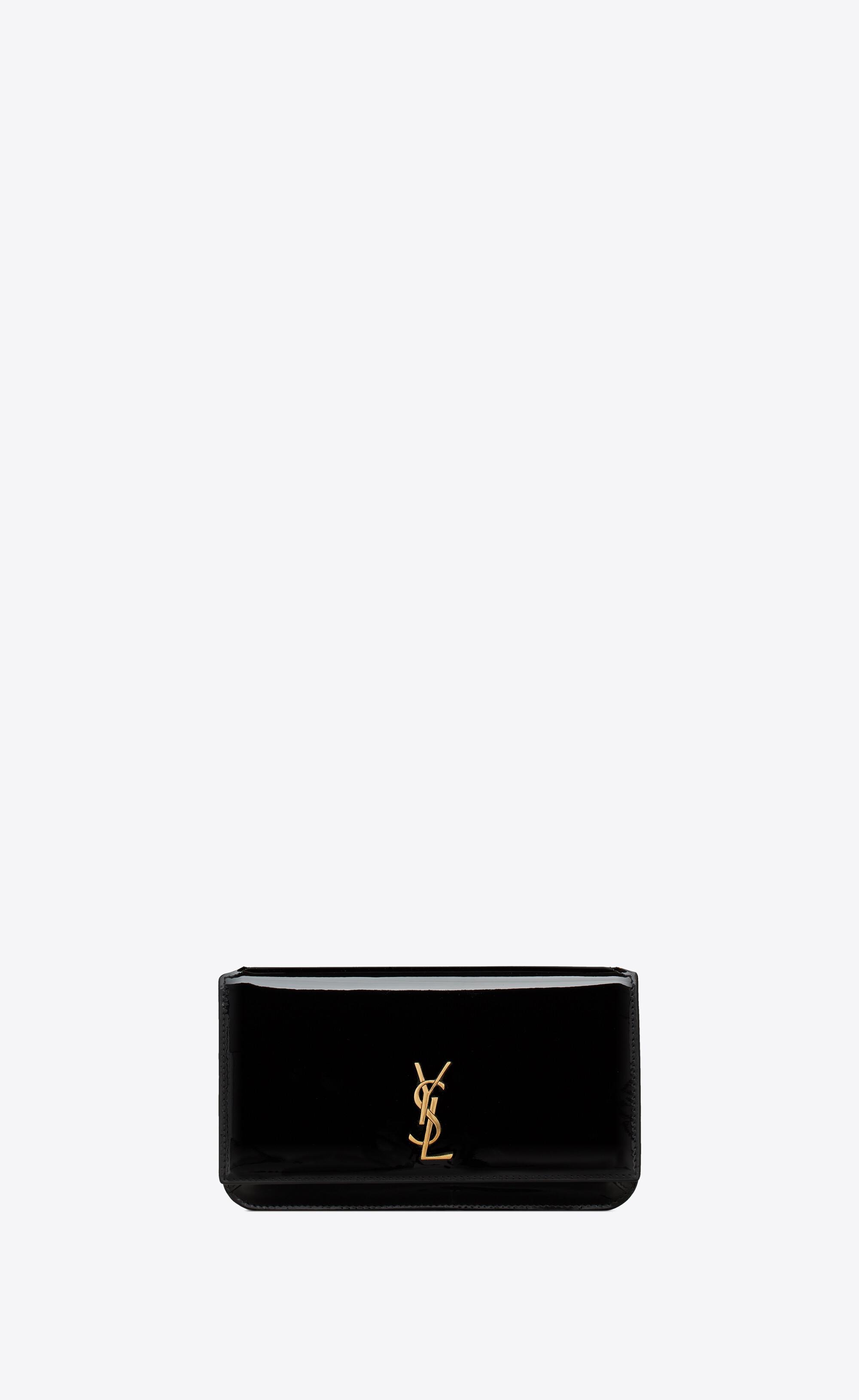 Saint Laurent Cassandre Phone Holder With Strap In Laquered Patent ...
