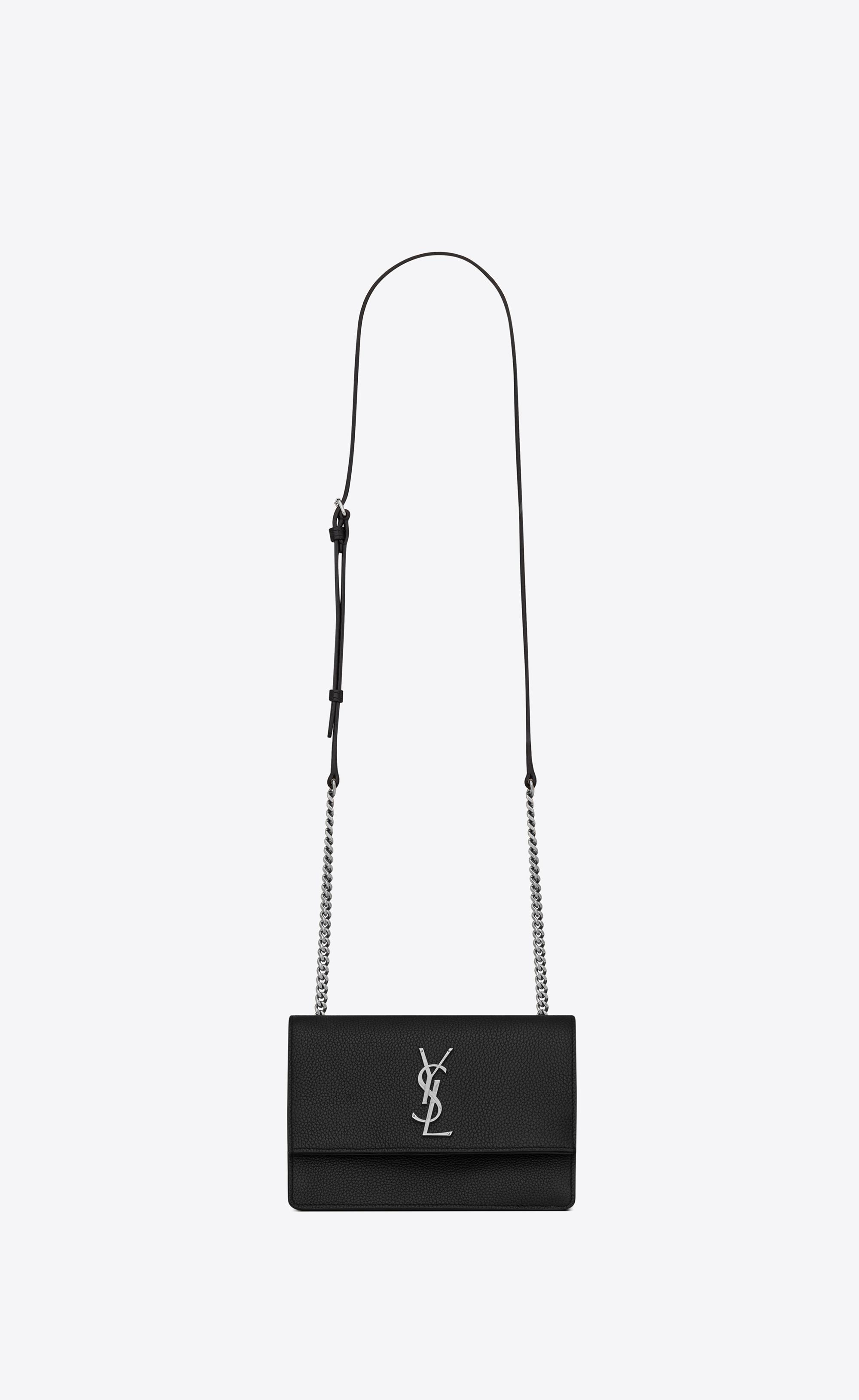 Saint Laurent Sunset Small In Grained Leather in Black - Lyst