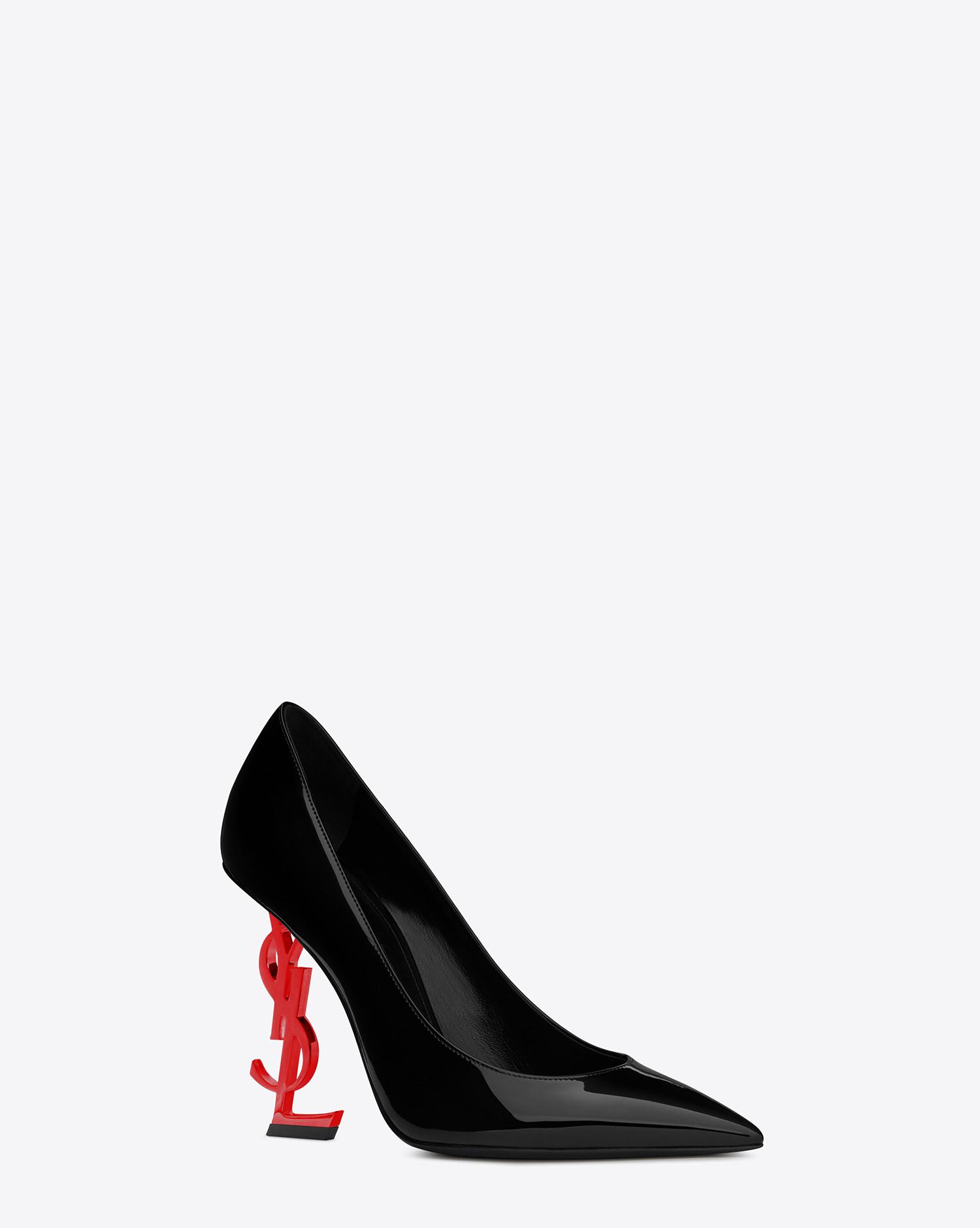 Saint Laurent Opyum 110 Pump In Black Patent Leather And Red Metal