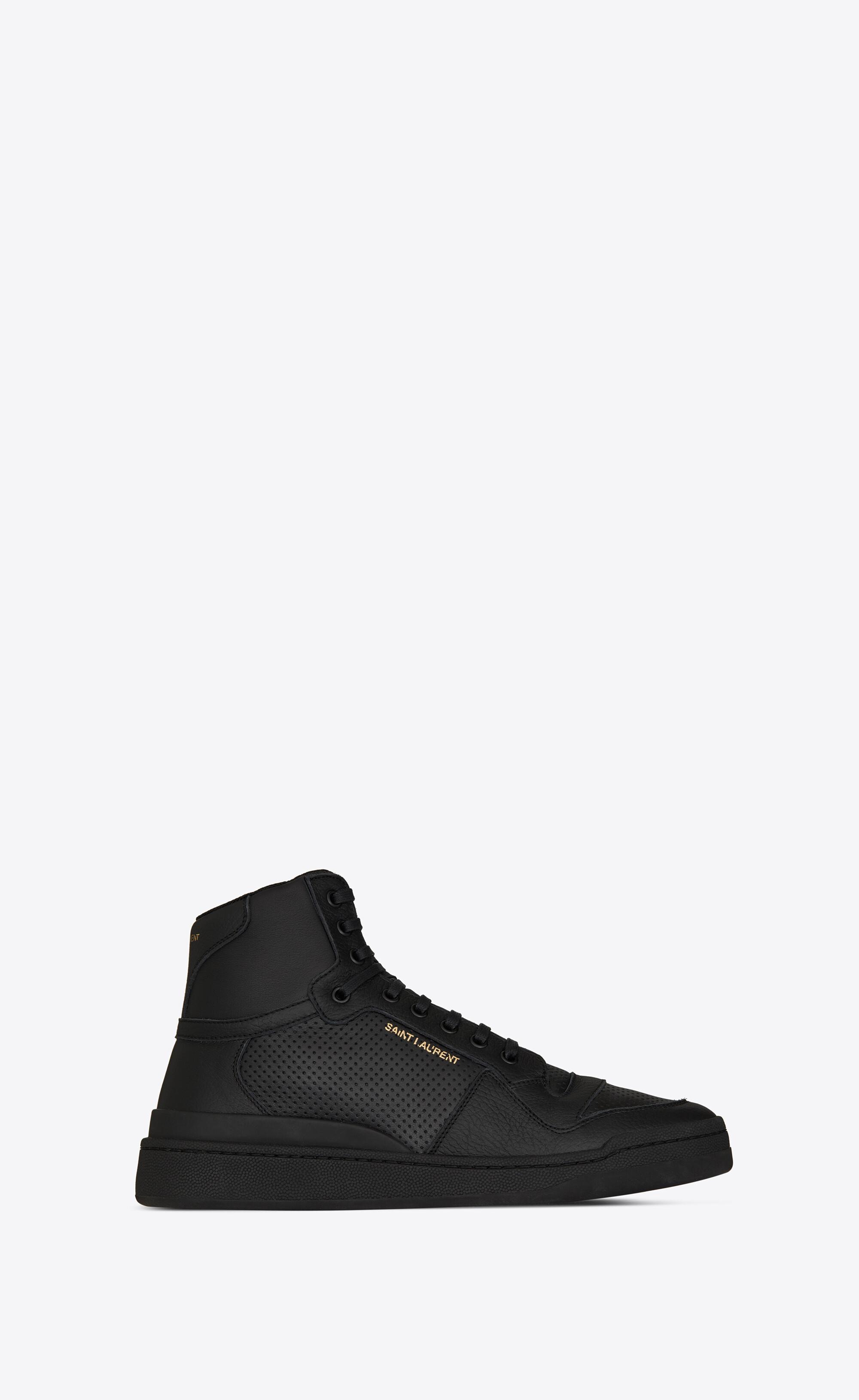Saint Laurent Sl/24 Mid-top Sneakers In Used-look Perforated 