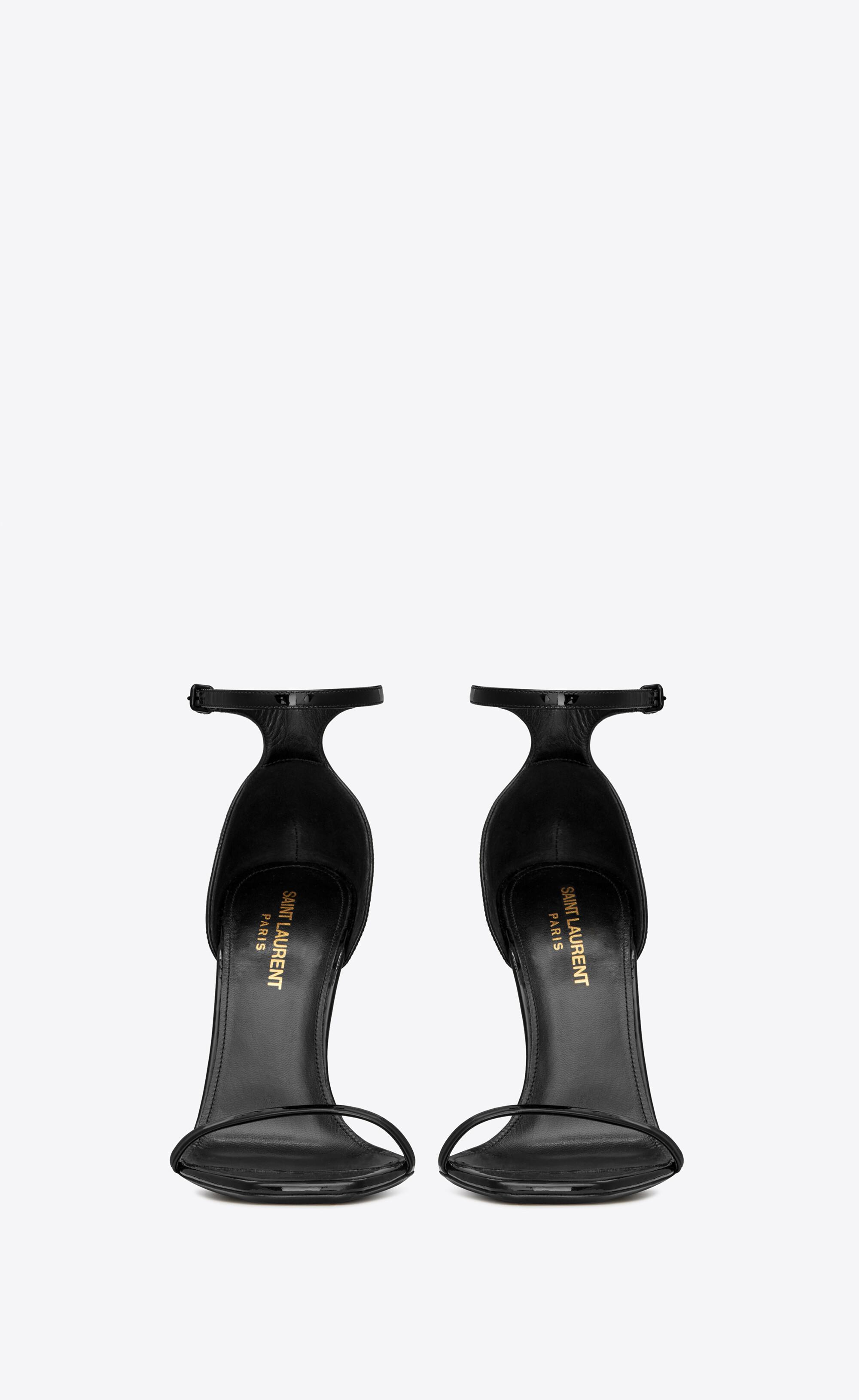 Saint Laurent Opyum Sandals In Patent Leather With A Gold-toned Heel in ...