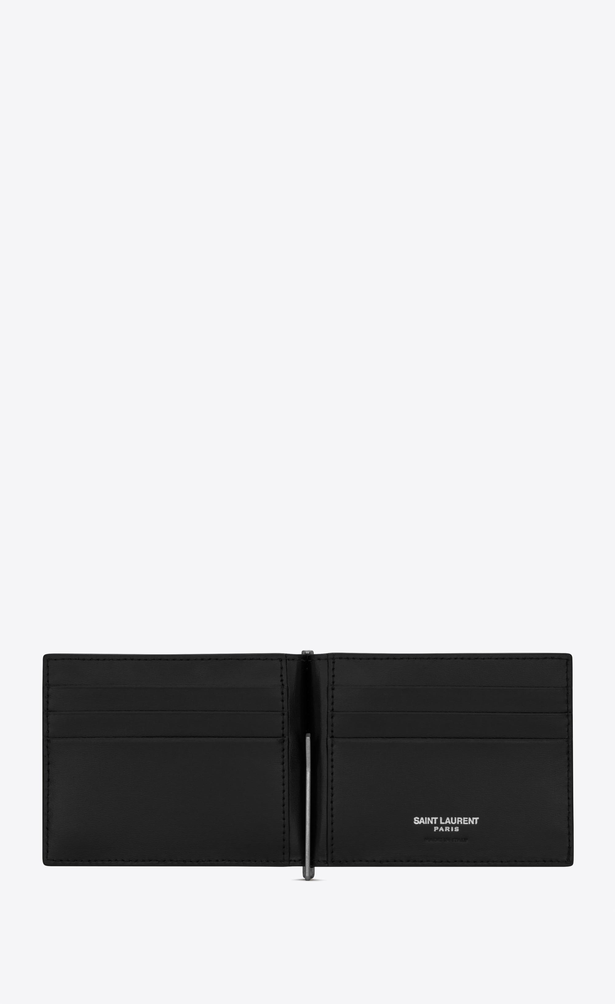 Saint Laurent Tiny Monogram Bill Clip Wallet In Matte Leather in Black ...