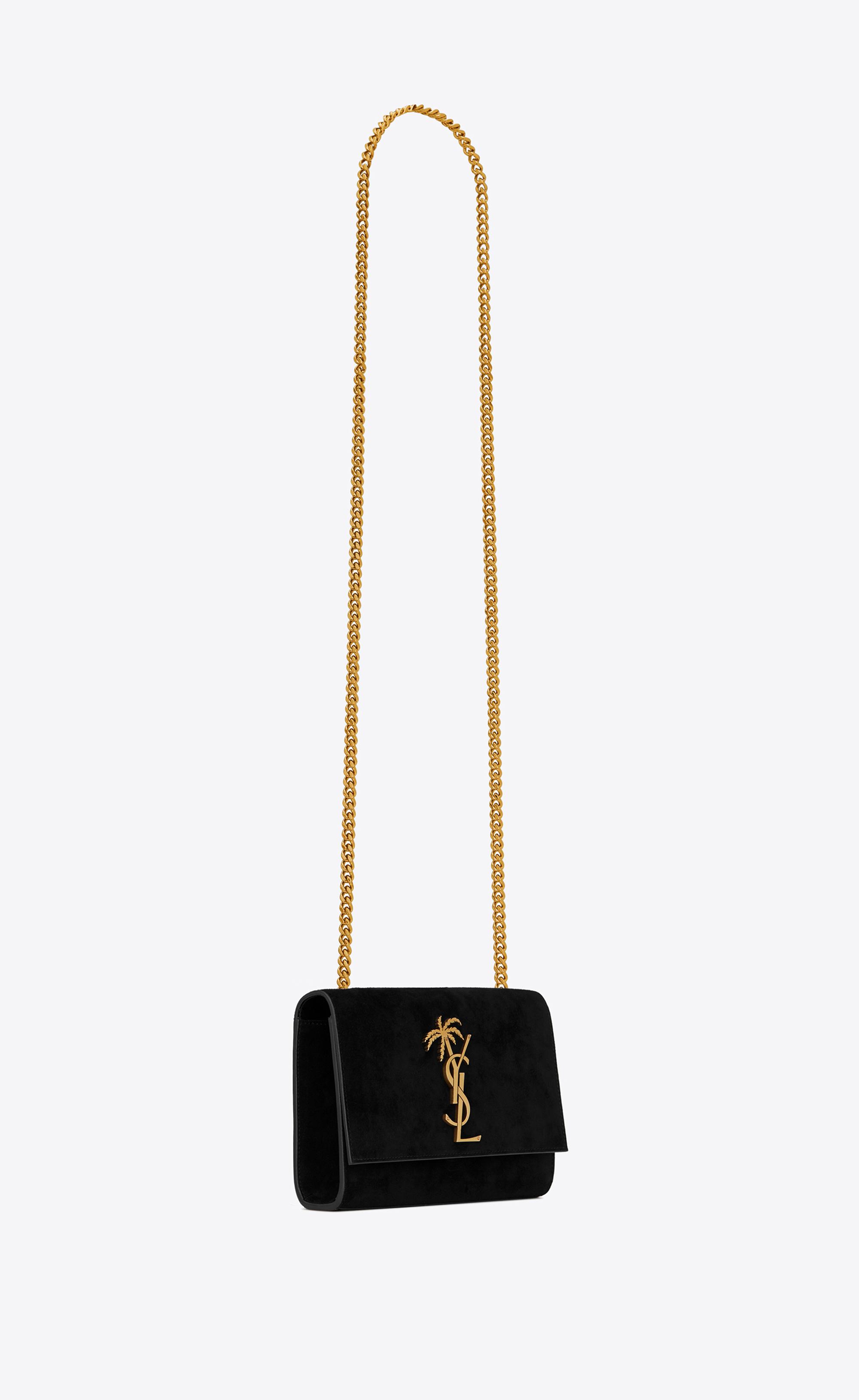 Saint Laurent YSL King Palm Suede Monogram Black Camera Bag 568608 