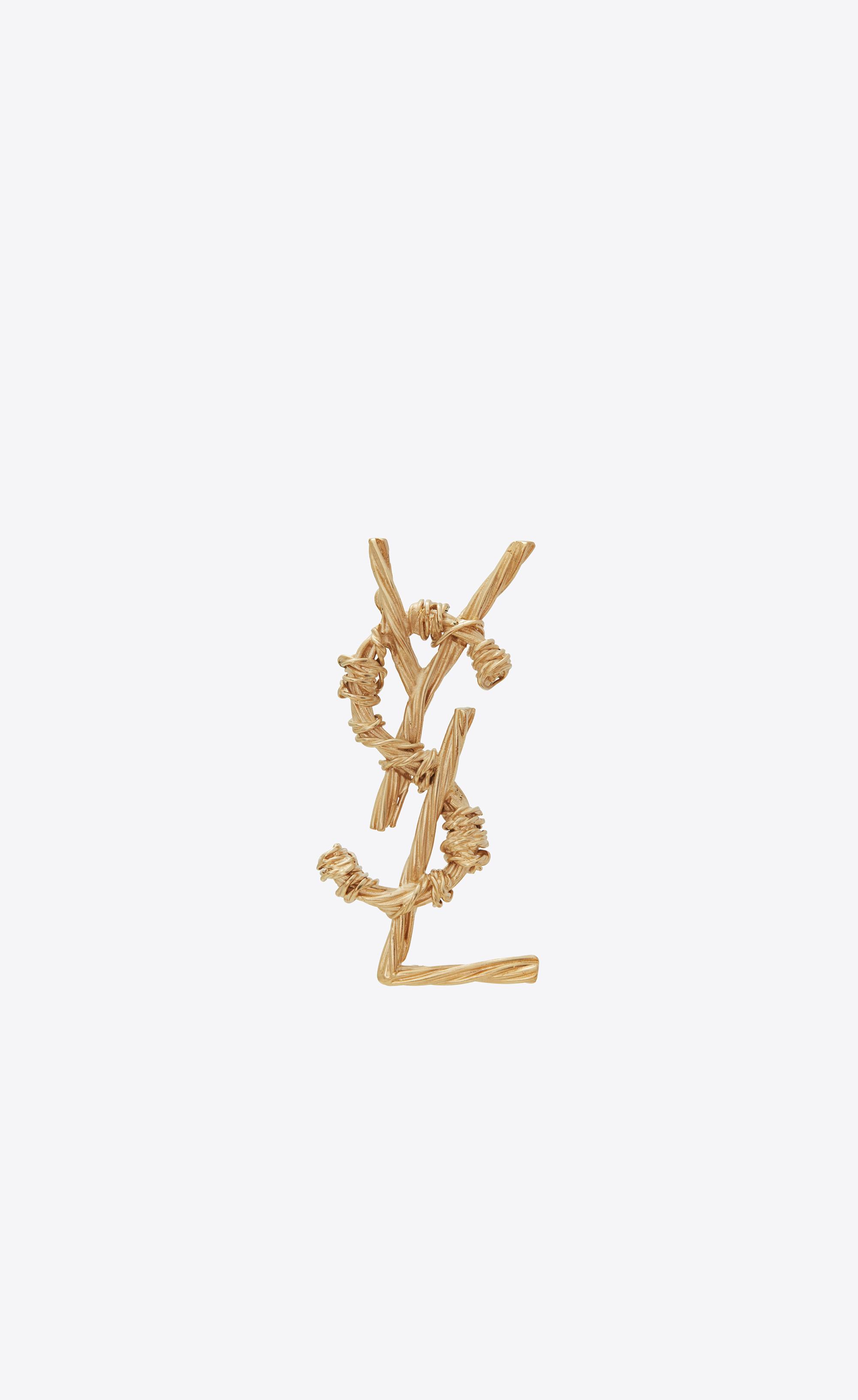 Saint Laurent Opyum Brooch Rope In Brass in Metallic