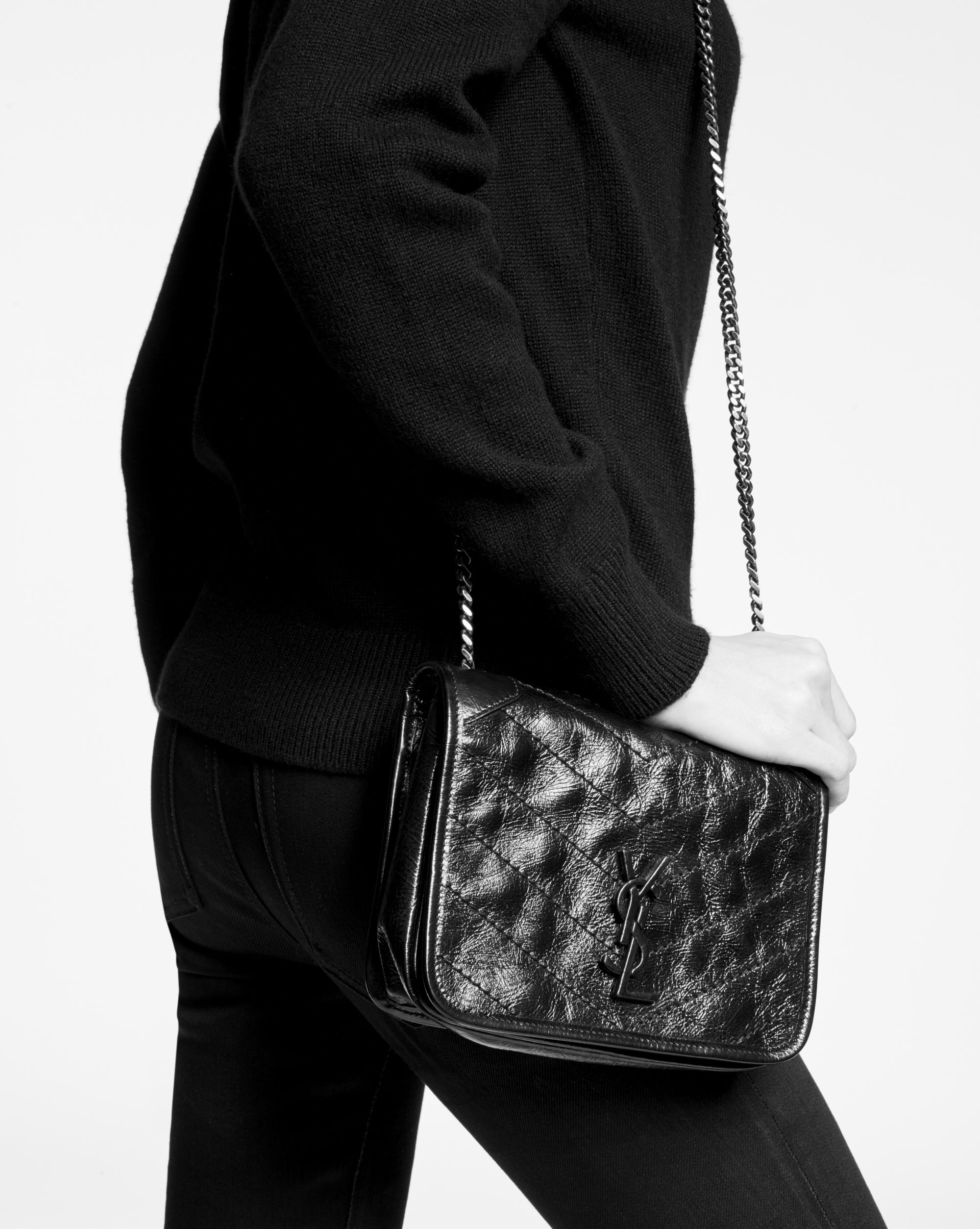 niki medium bolsa in crinkled vintage leather