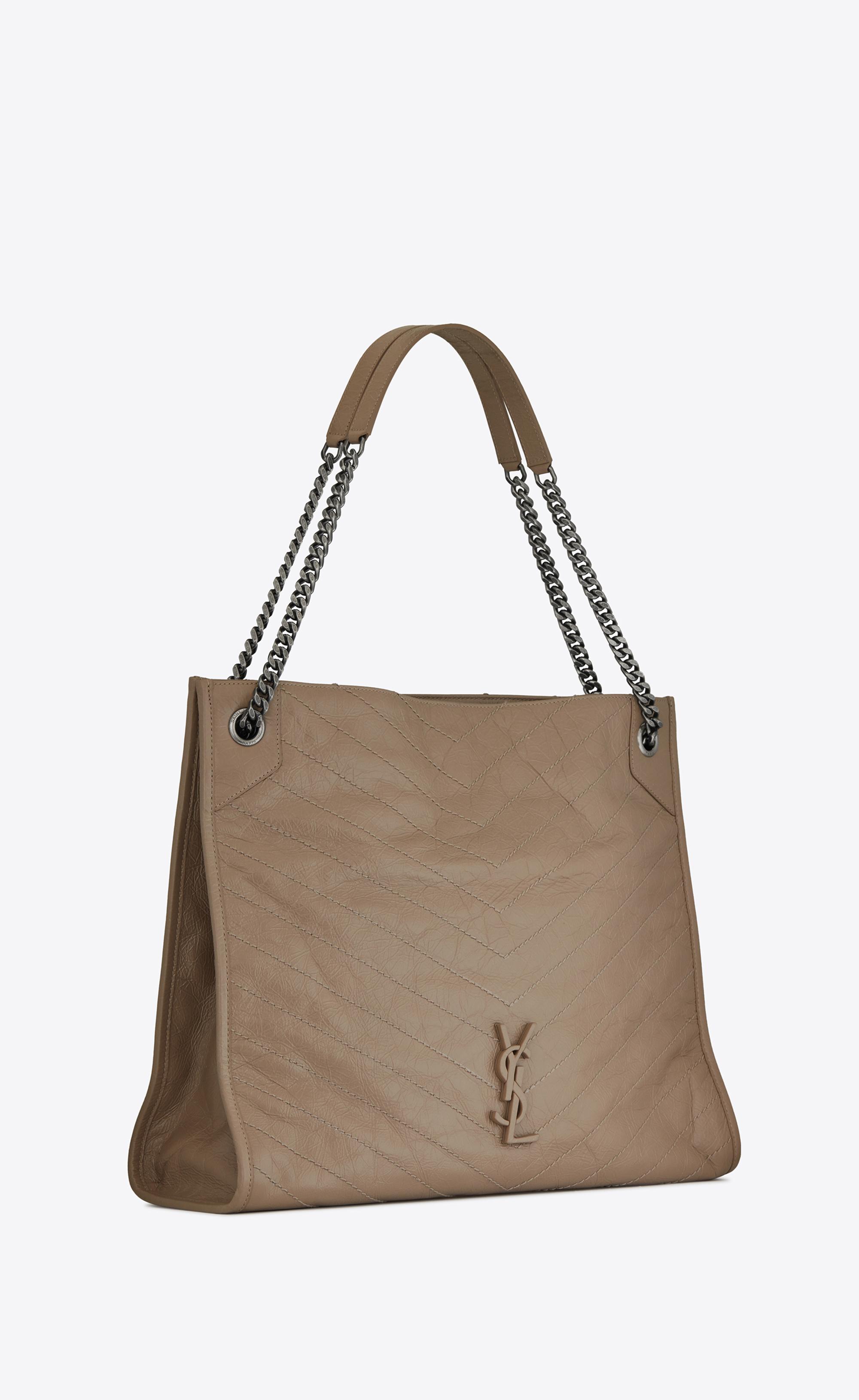 Saint Laurent Niki Large Shopping Bag In Crinkled Vintage Leather in Gray |  Lyst