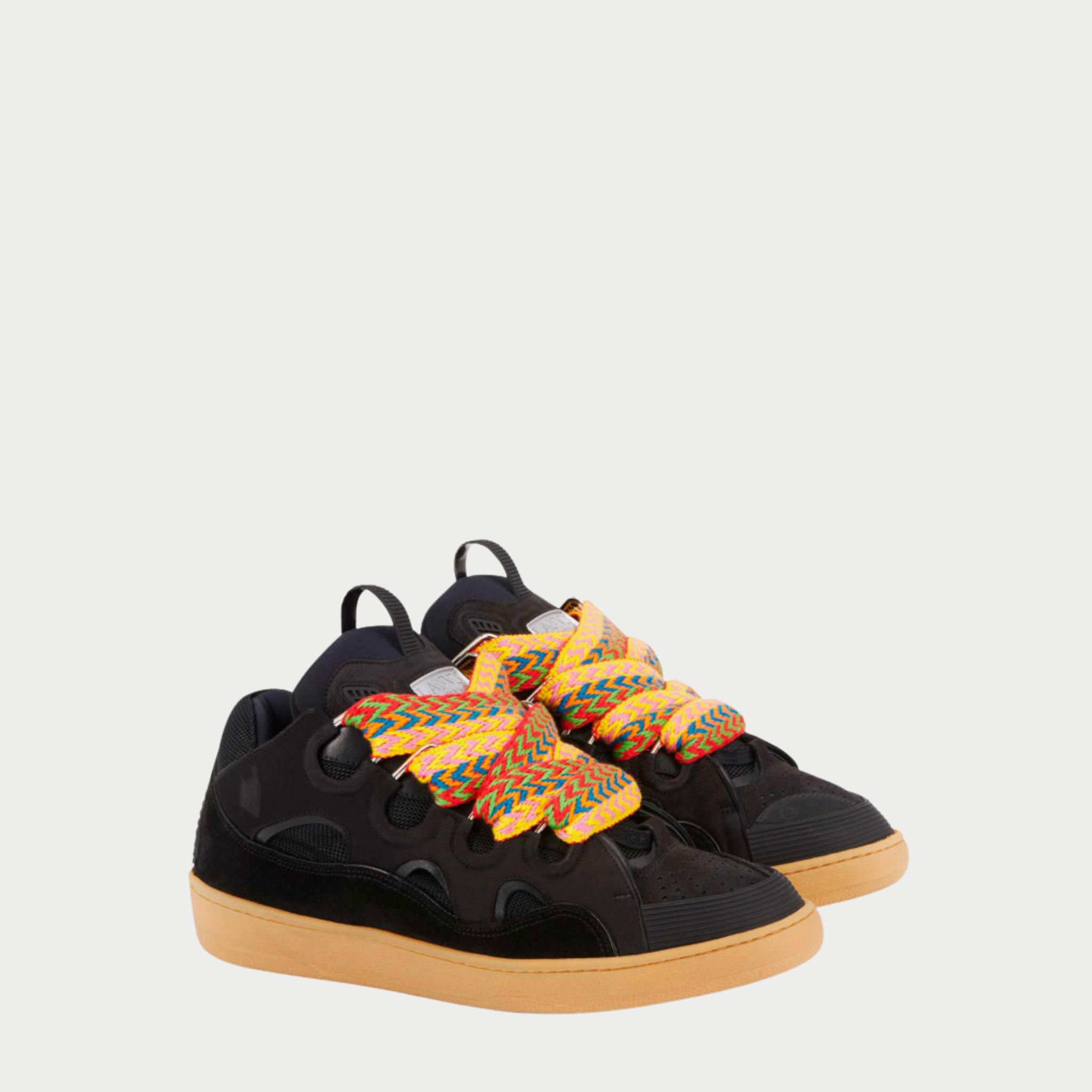 Lanvin Leather Curb Sneakers Black in Blue for Men | Lyst