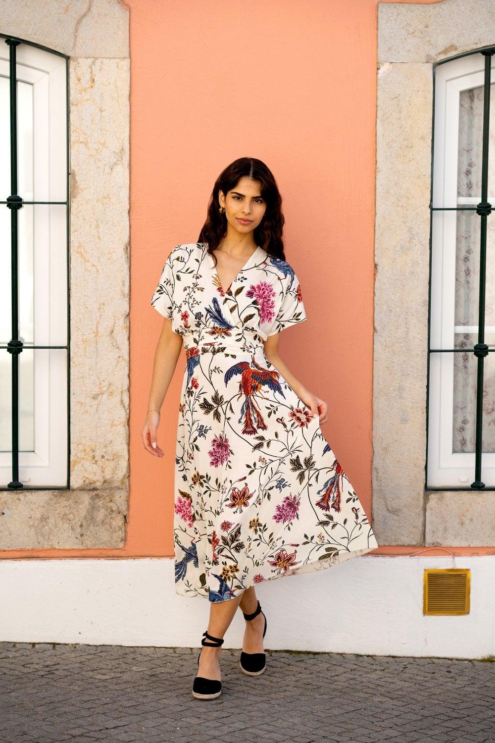 Bird print summer dresses online