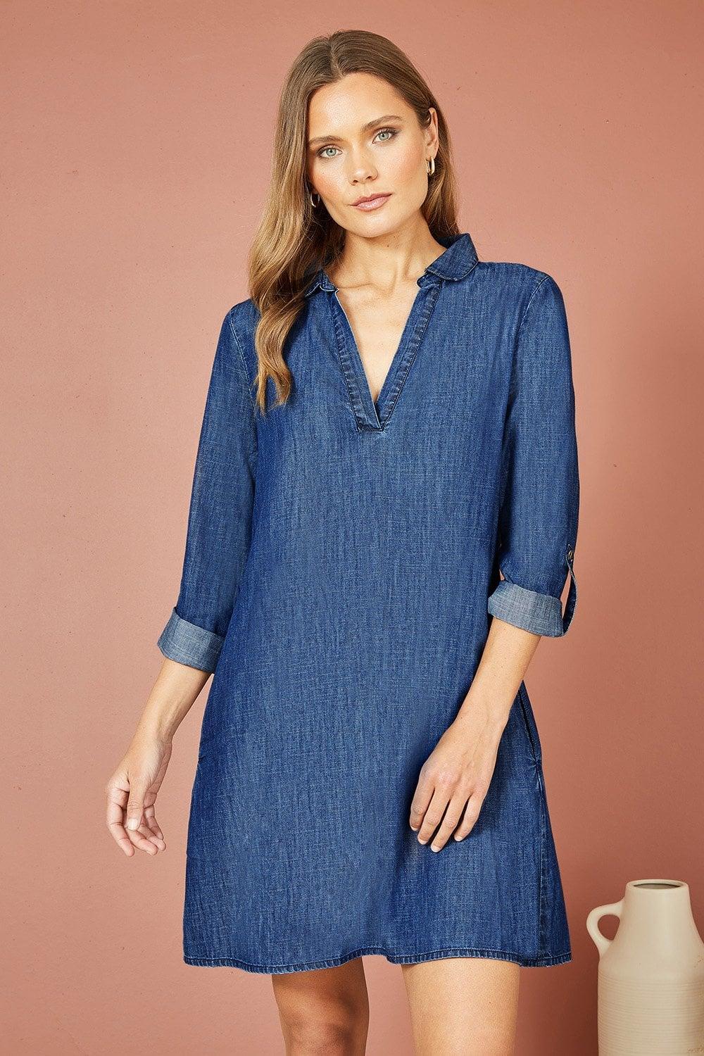white christmas dresses Yumi Blue Denim Summer Dress – eangelshop.gr