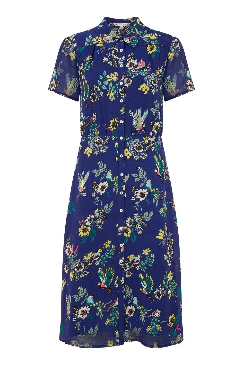 Bird print shirt dress discount
