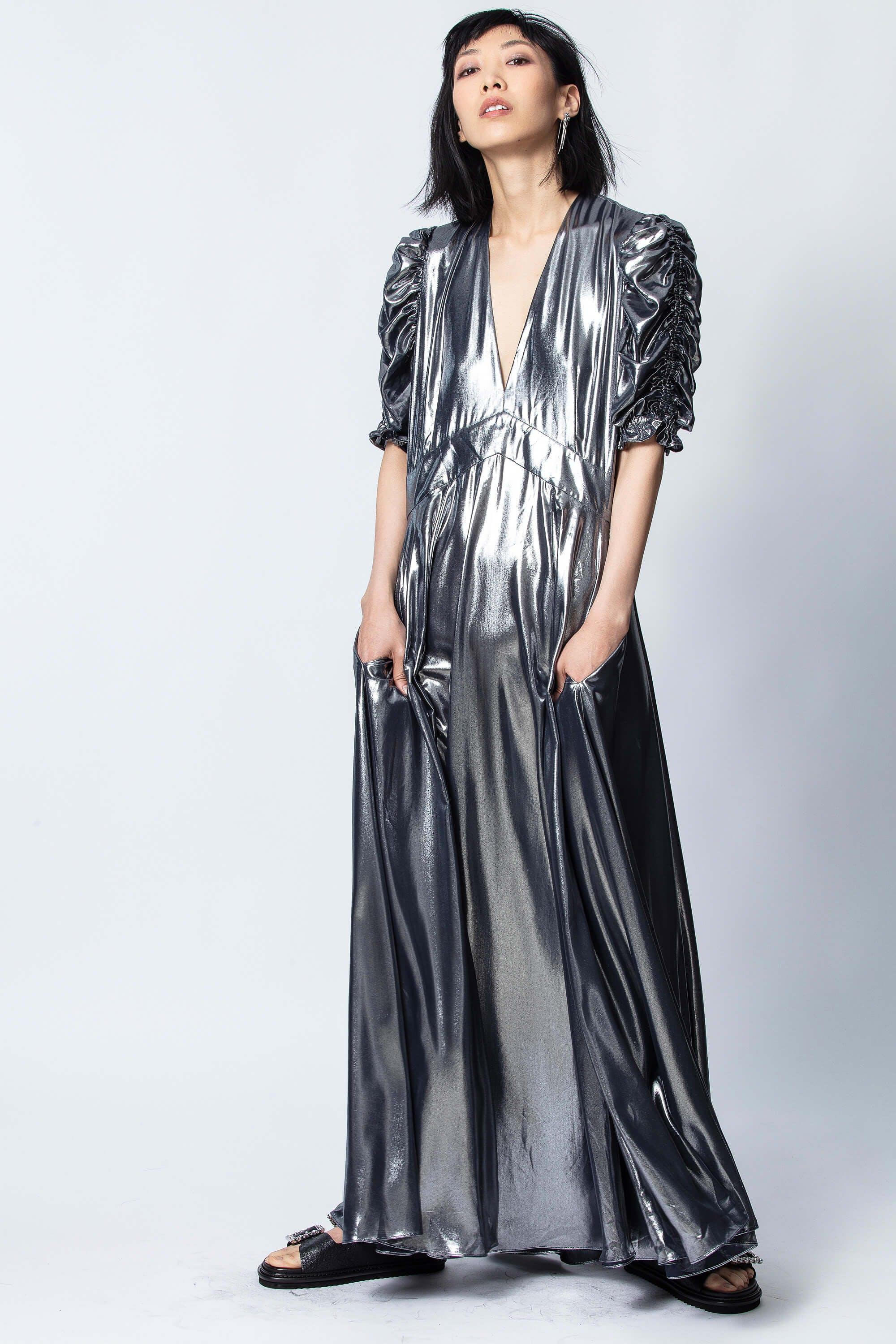 Zadig u0026 Voltaire Roya Silver Dress in Blue | Lyst