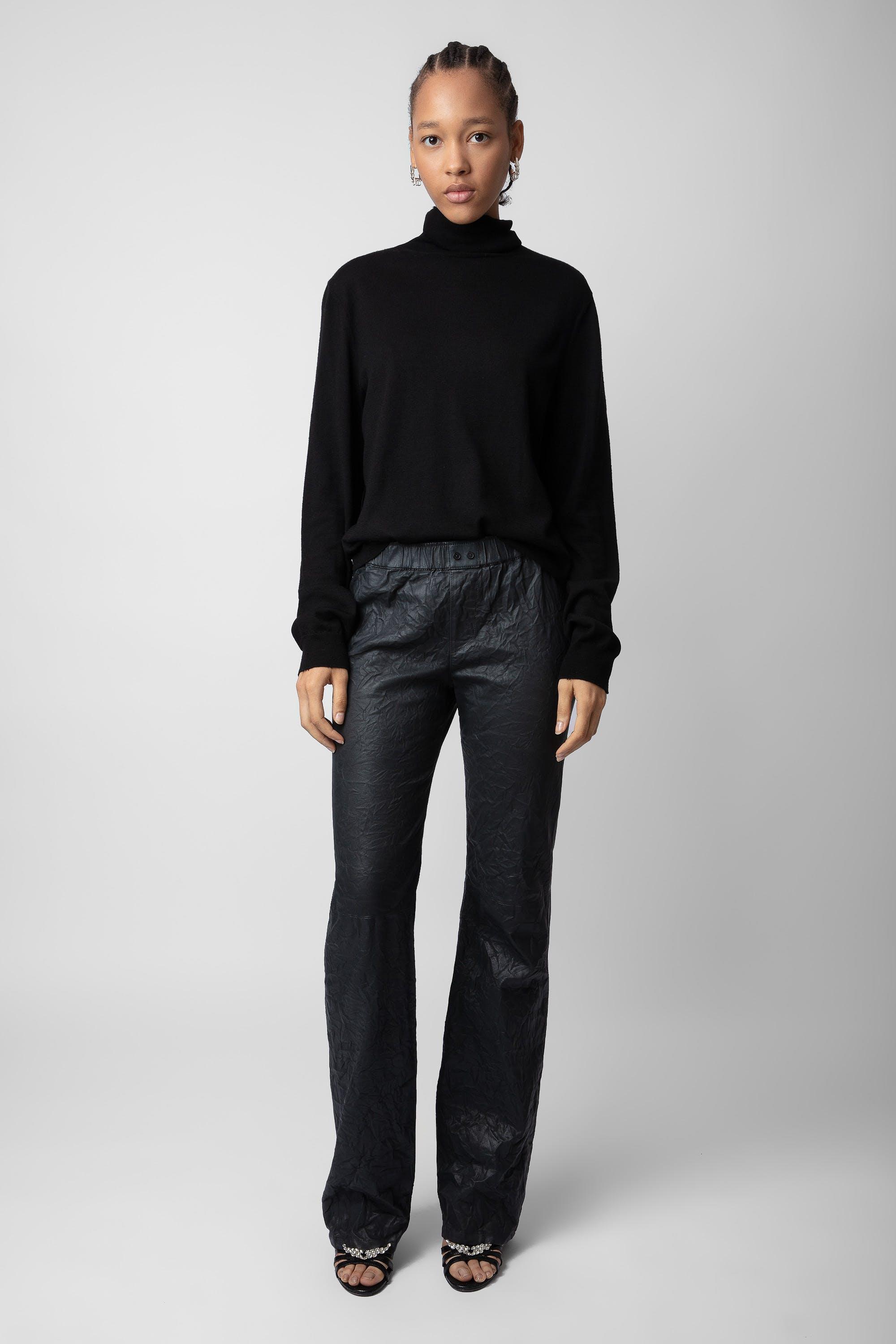 Zadig & Voltaire Pauline Crinkled Leather Pants in Black | Lyst