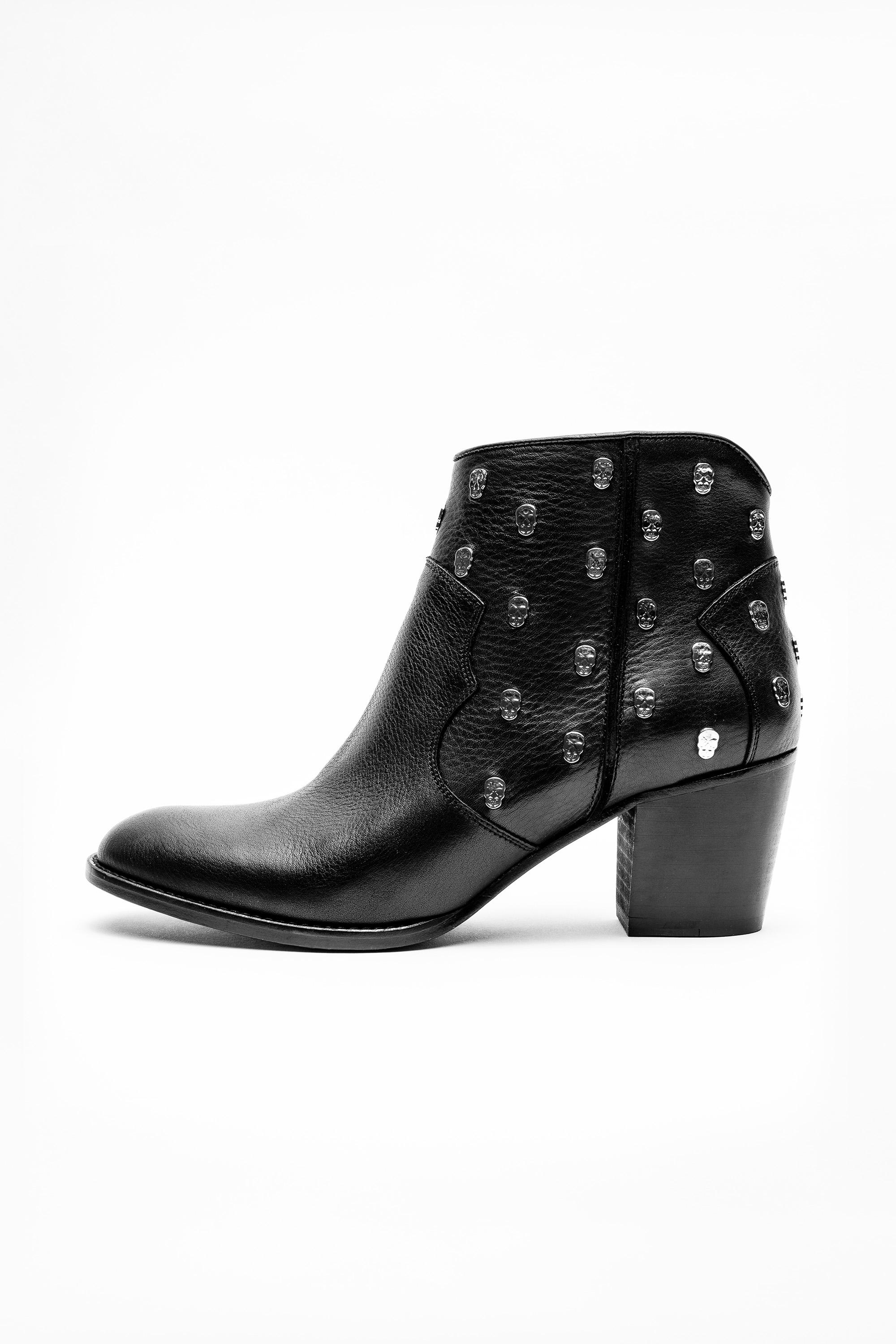 Zadig & Voltaire Leather Molly Skull Boots in Black -