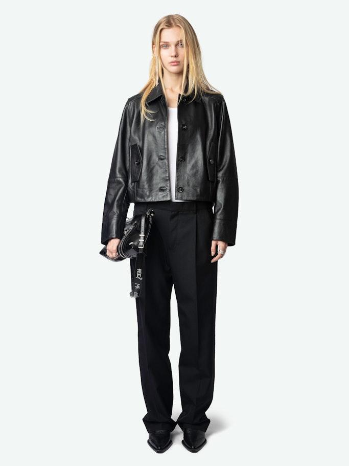 コート Zadig & Voltaire Macari Buttoned Leather Coat Zadig&Voltaire Macari Buttoned Leather Coat | Black