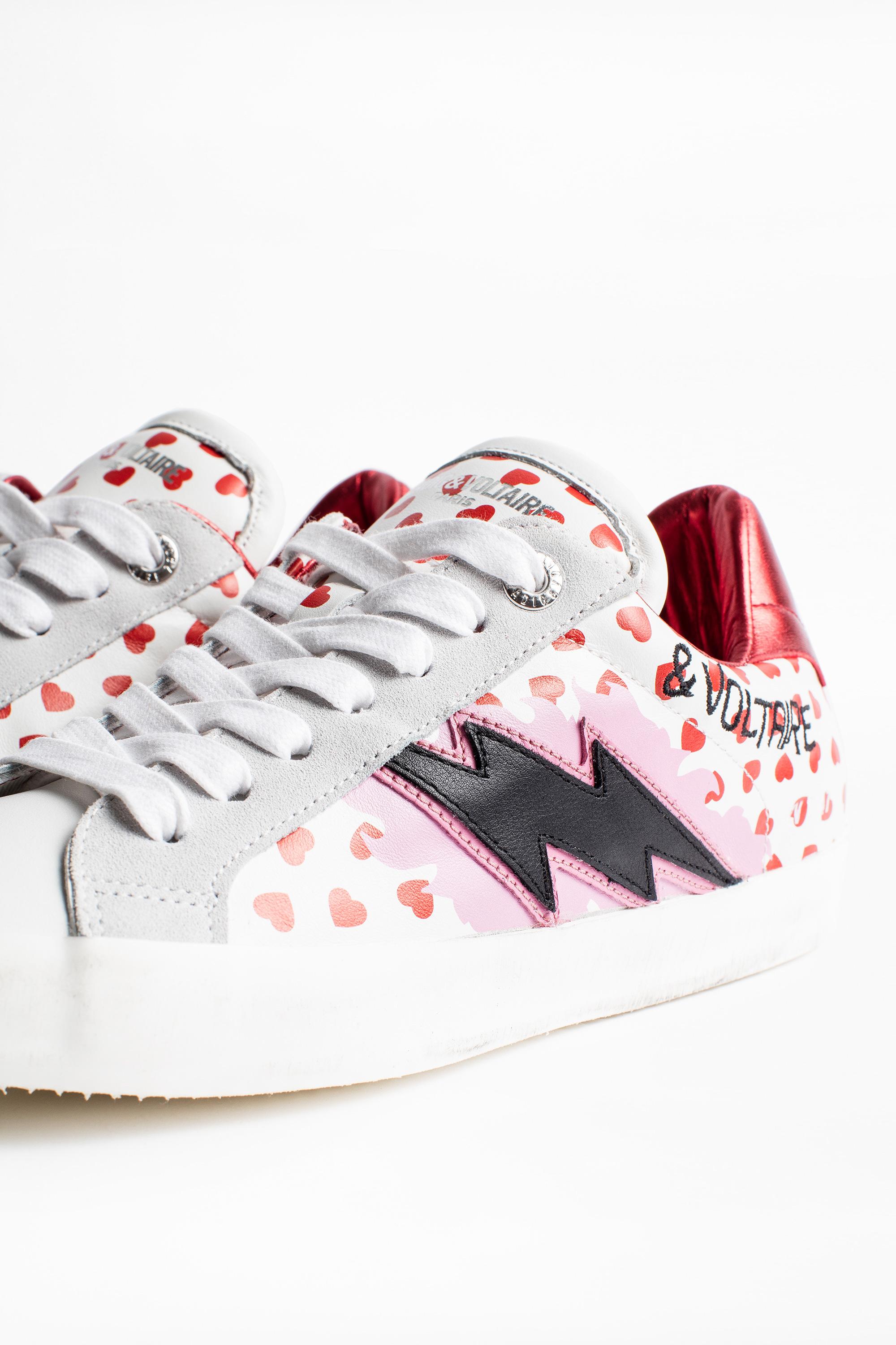 Zadig & Voltaire Leather Zadig Ao Cœur Sneakers in White/Red (White) - Lyst