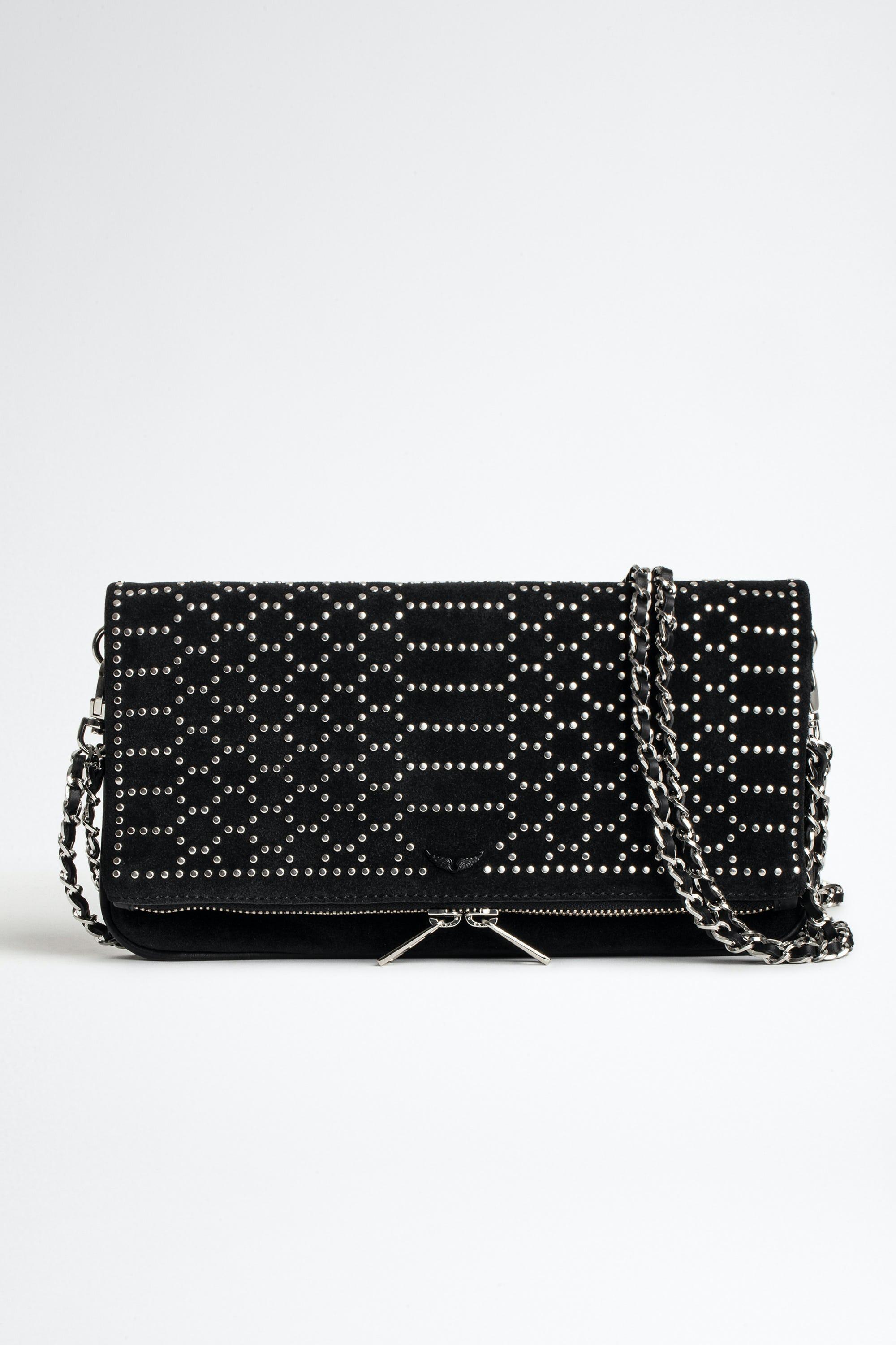 Zadig Voltaire Rock Suede Scale Studs Clutch in Black Lyst UK
