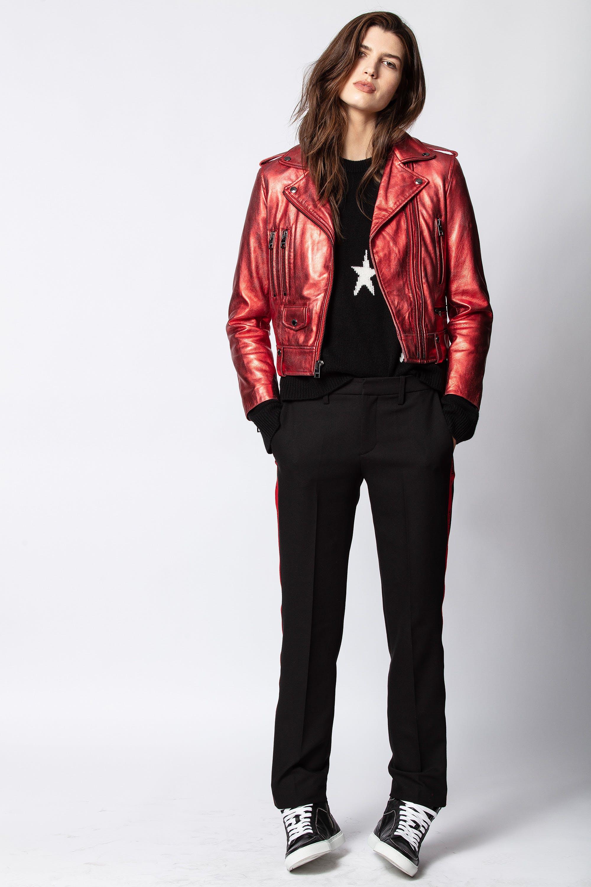 Zadig & Voltaire Leather Lenni Biker Jacket in Red - Lyst