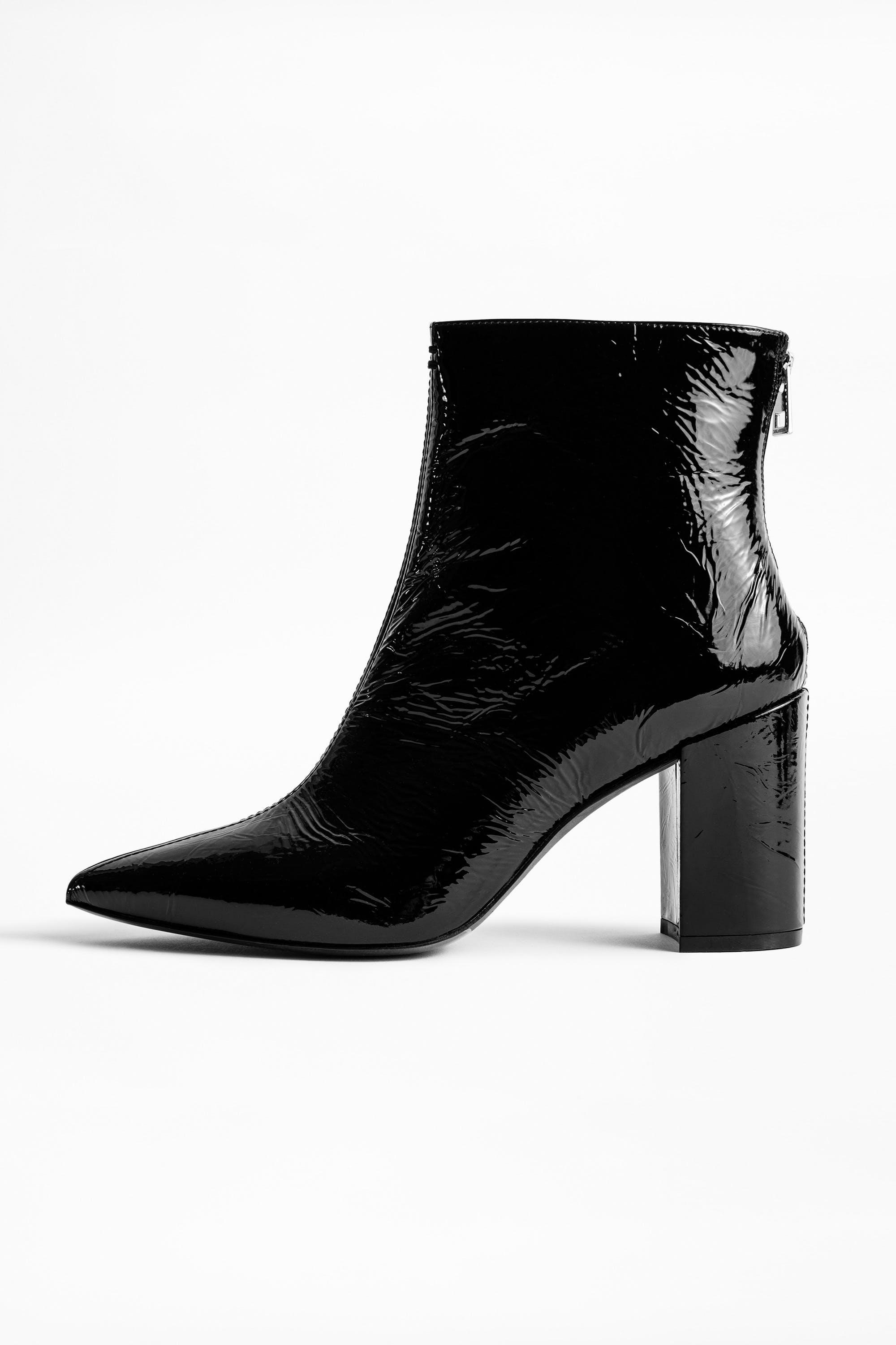 Zadig & Voltaire Leather Glimmer Vernis Ankle Boots in Black - Lyst