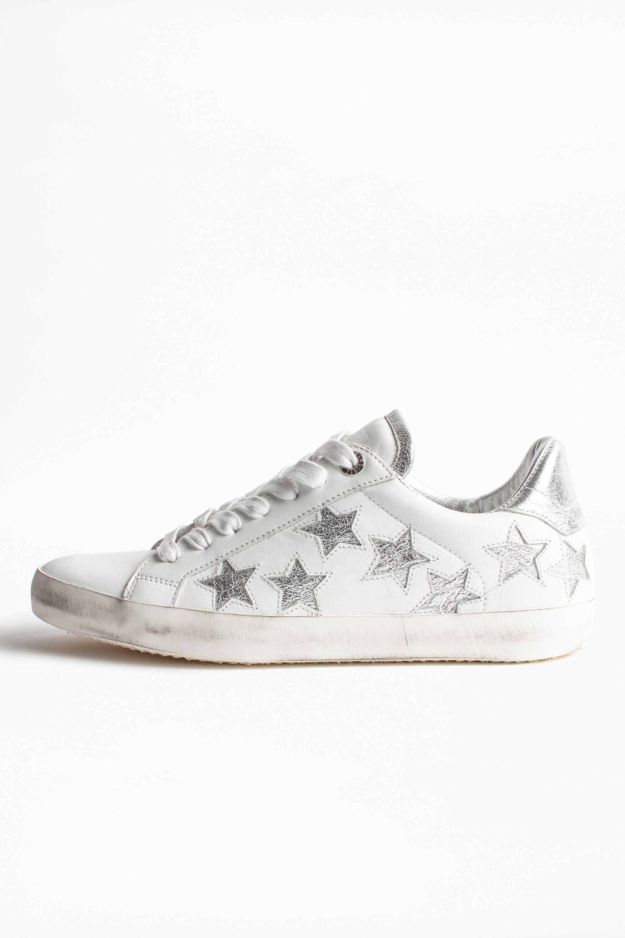 Zadig & Voltaire Zv1747 Stars Metallic Sneakers in White | Lyst