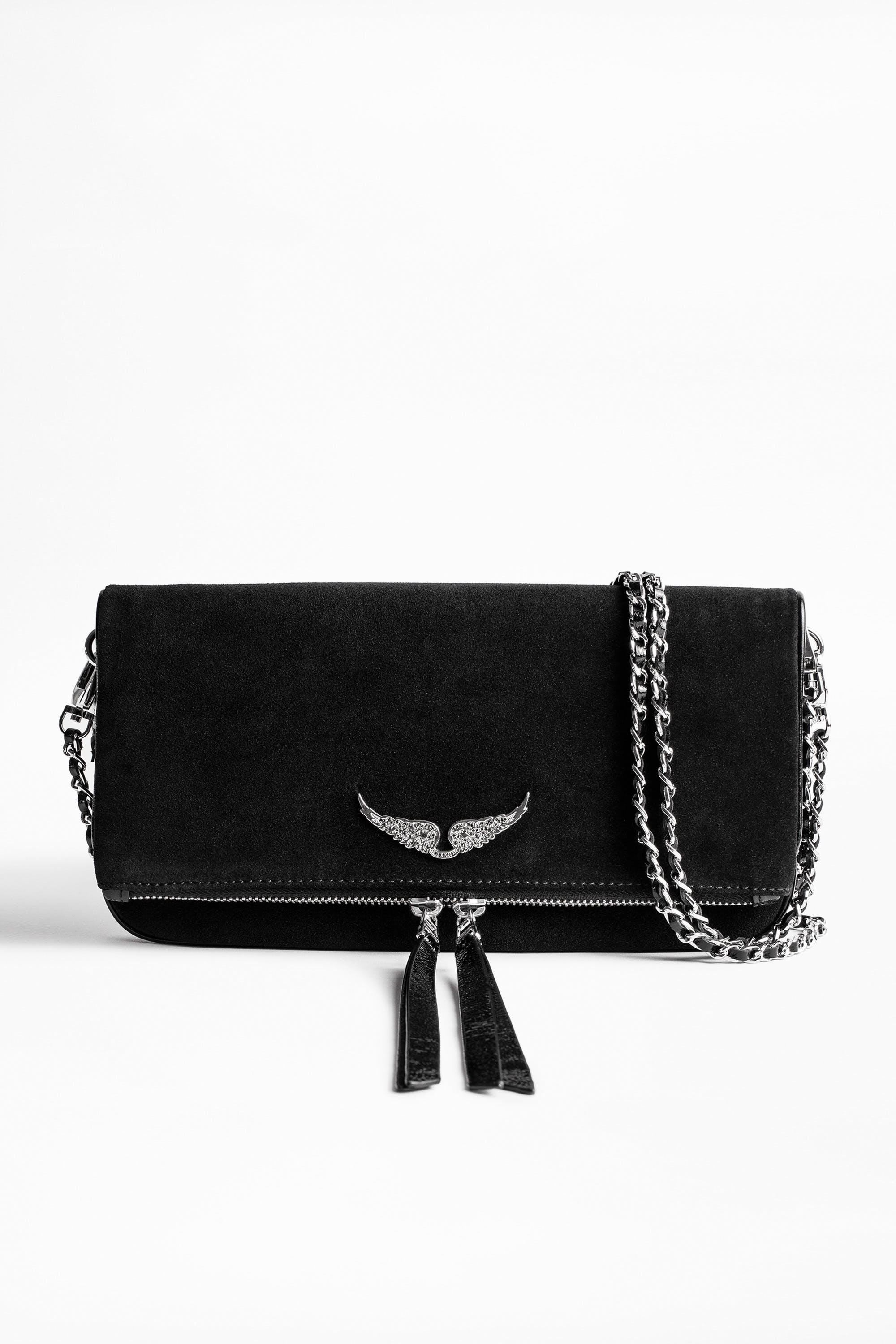 Zadig & Voltaire Rock Suede Patent Clutch in Black Lyst