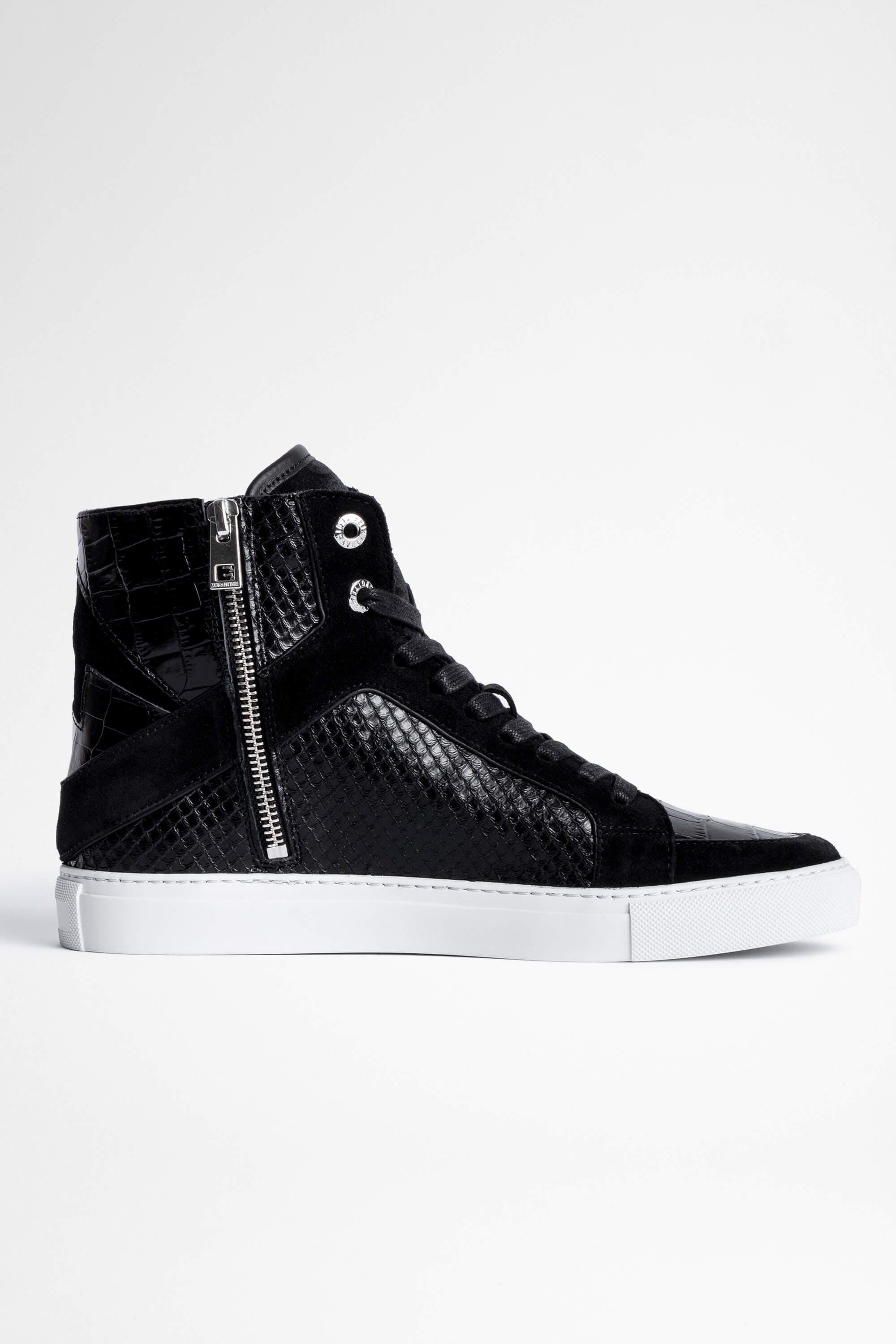 Brown Womens Shoes Trainers High-top trainers Zadig & Voltaire Leather Zv1747 High Flash Sneakers in Black 