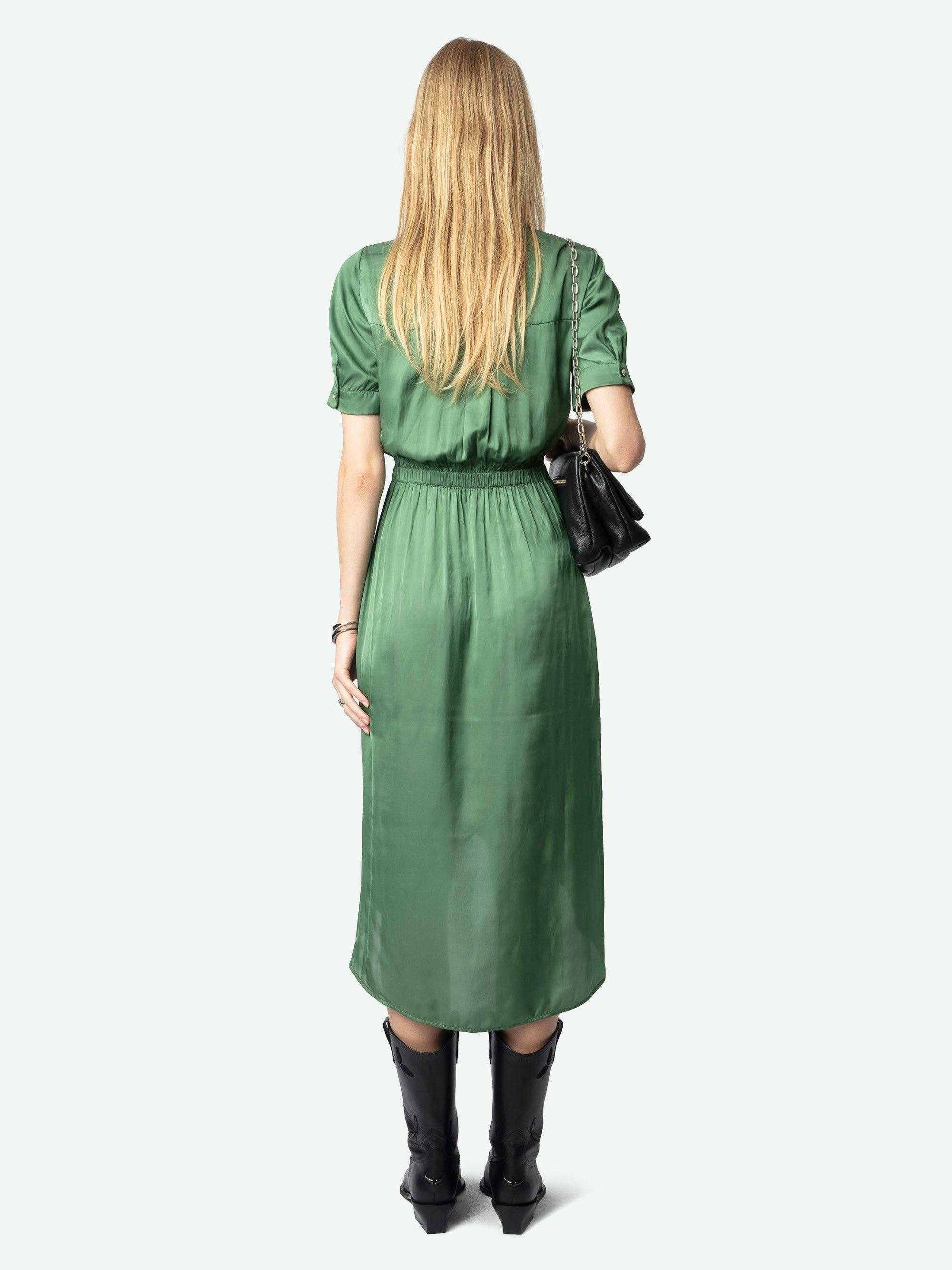 Zadig & Voltaire Rimaz Satin Dress in Green | Lyst UK