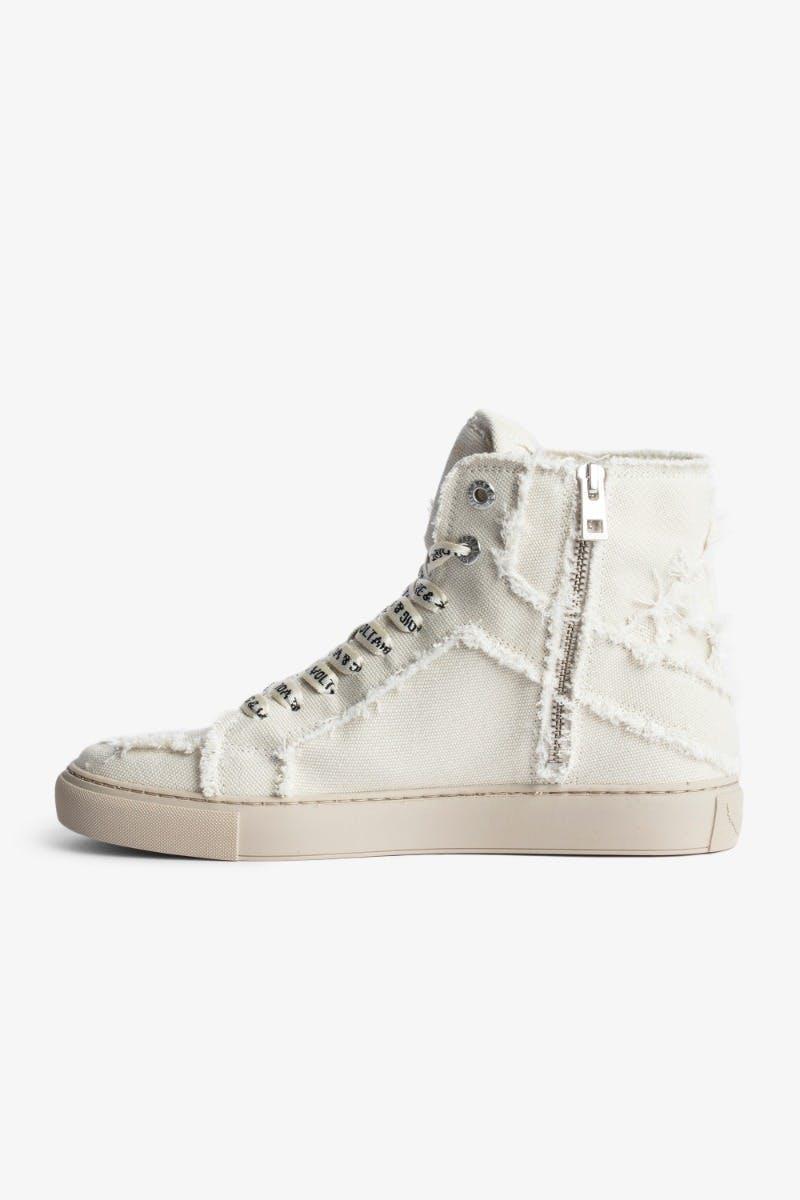 Zadig & Voltaire Zv1747 High Flash Canvas Sneakers in Natural | Lyst