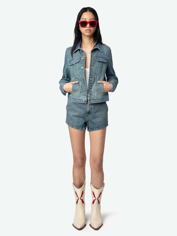 ZADIG & VOLTAIRE デニムジャケット 刺繍入り Zadig&Voltaire エンブロイダリー デニムジャケット | ブルー