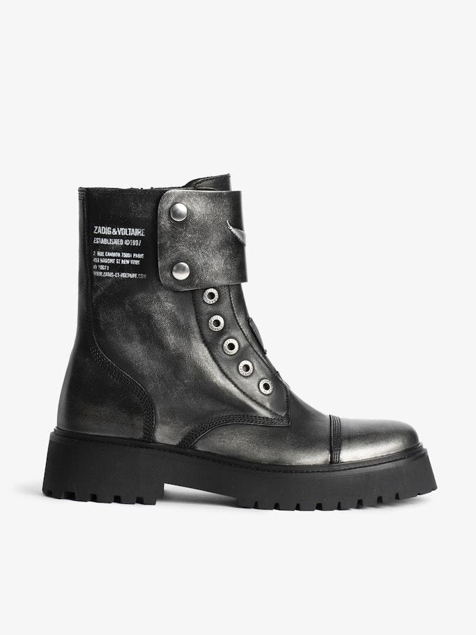 ショートブーツ・ブーティ Joe Fast Ankle Boots - Zadig & Voltaire - Leather - Silver Joe Fast Vintage Metal Gray Ankle Boots for Women