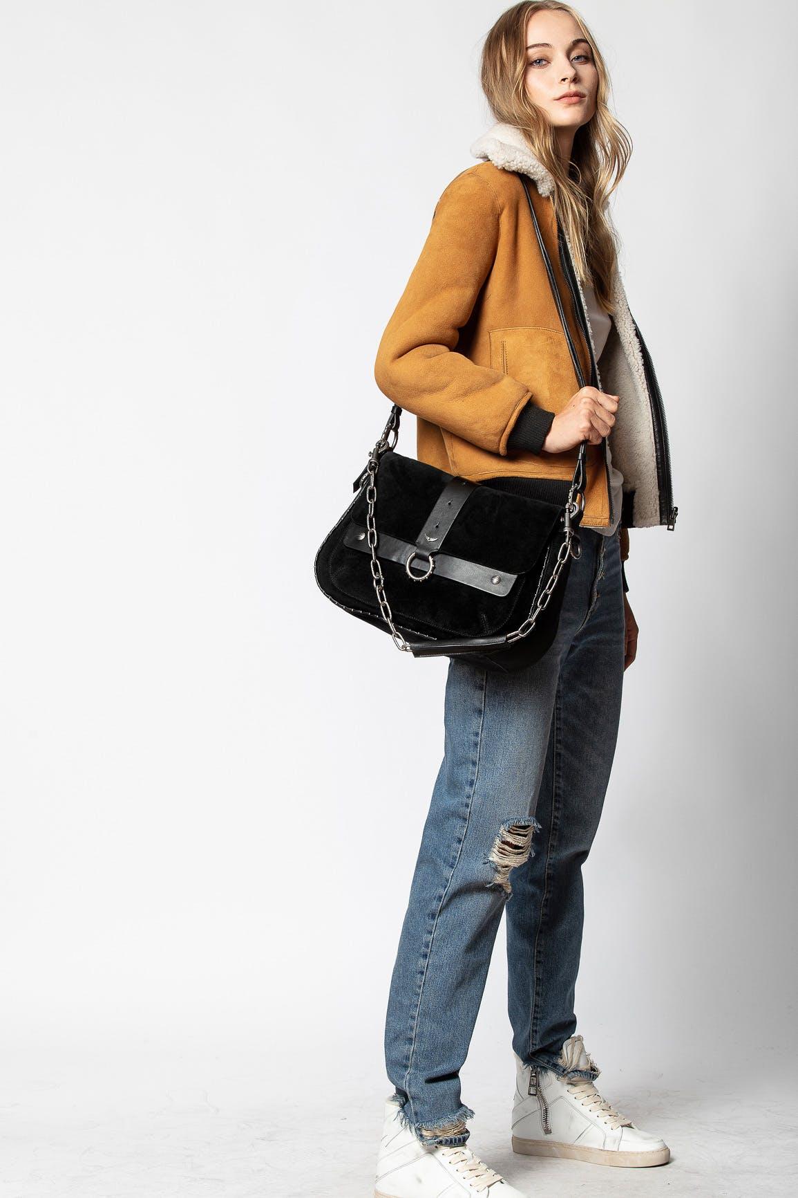 Zadig & Voltaire Kate Xl Suede Bag in Black | Lyst