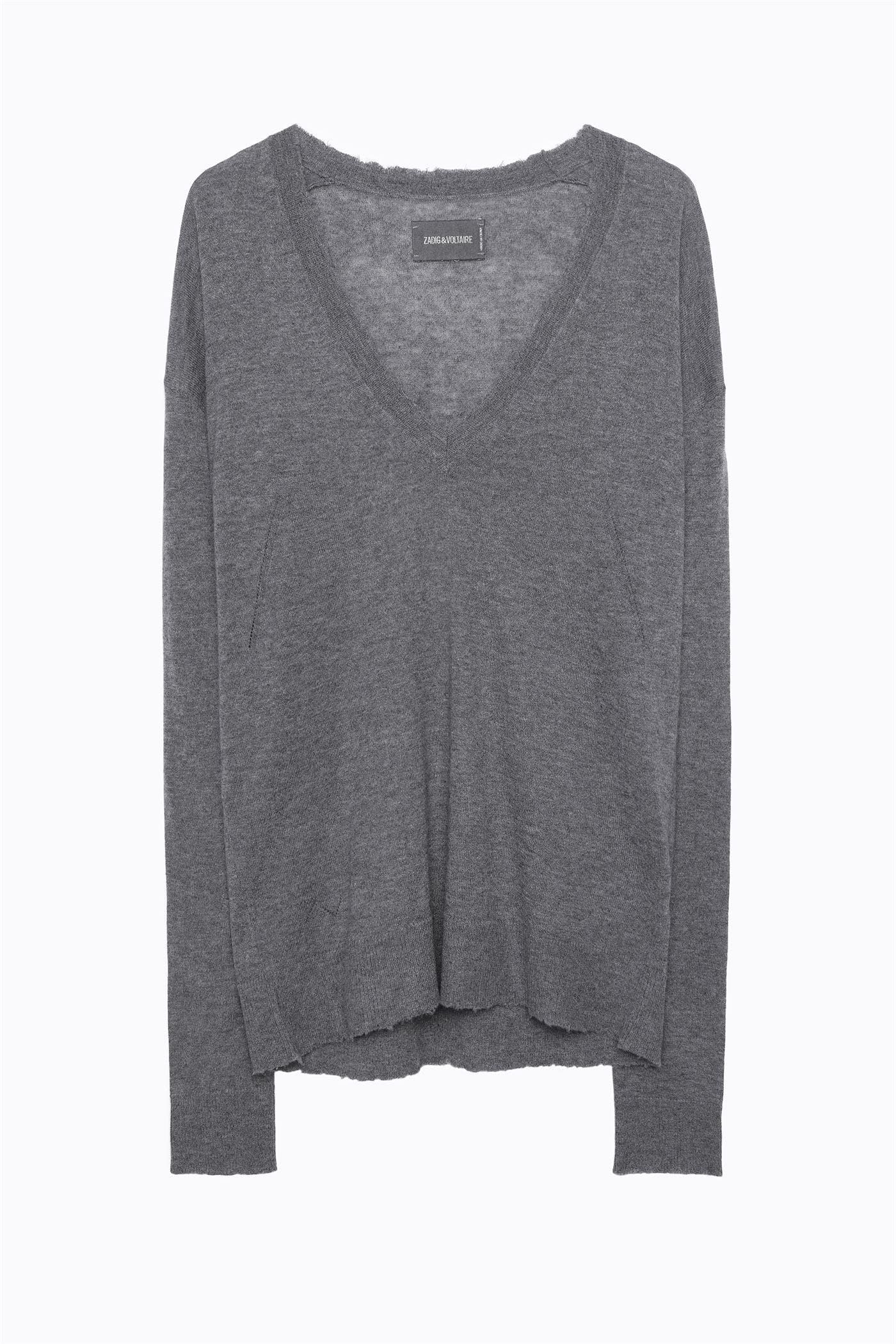 Zadig & Voltaire Happy Cp Cashmere Sweater in Grey (Gray) - Lyst