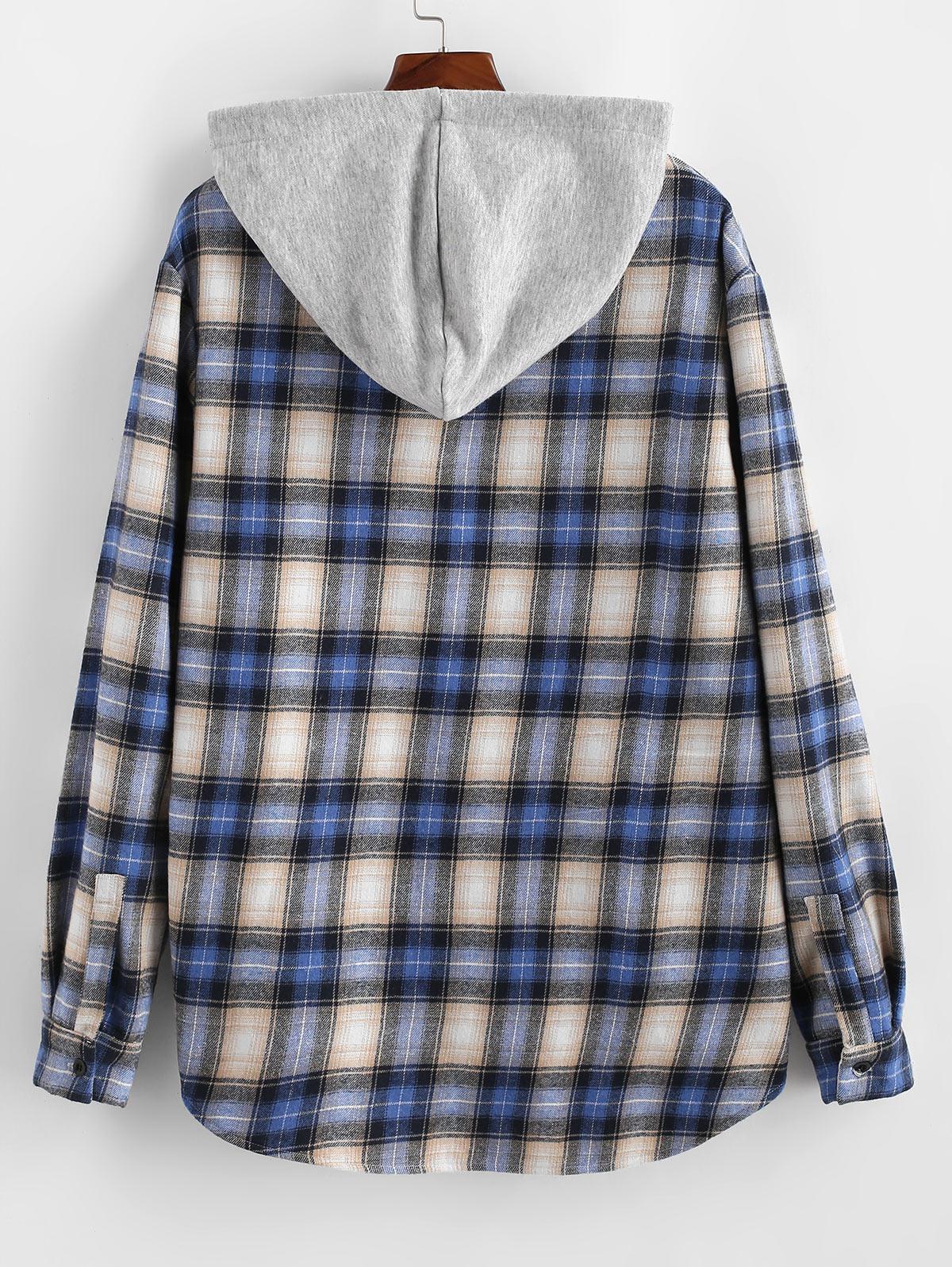 Zaful Fuzzy Flannel Plaid Fluffy Lined 