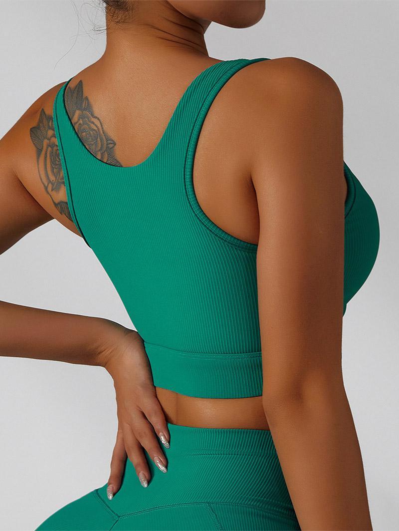 Zaful 's Sportswear Textured Snap Button Sports Bra in Green | Lyst