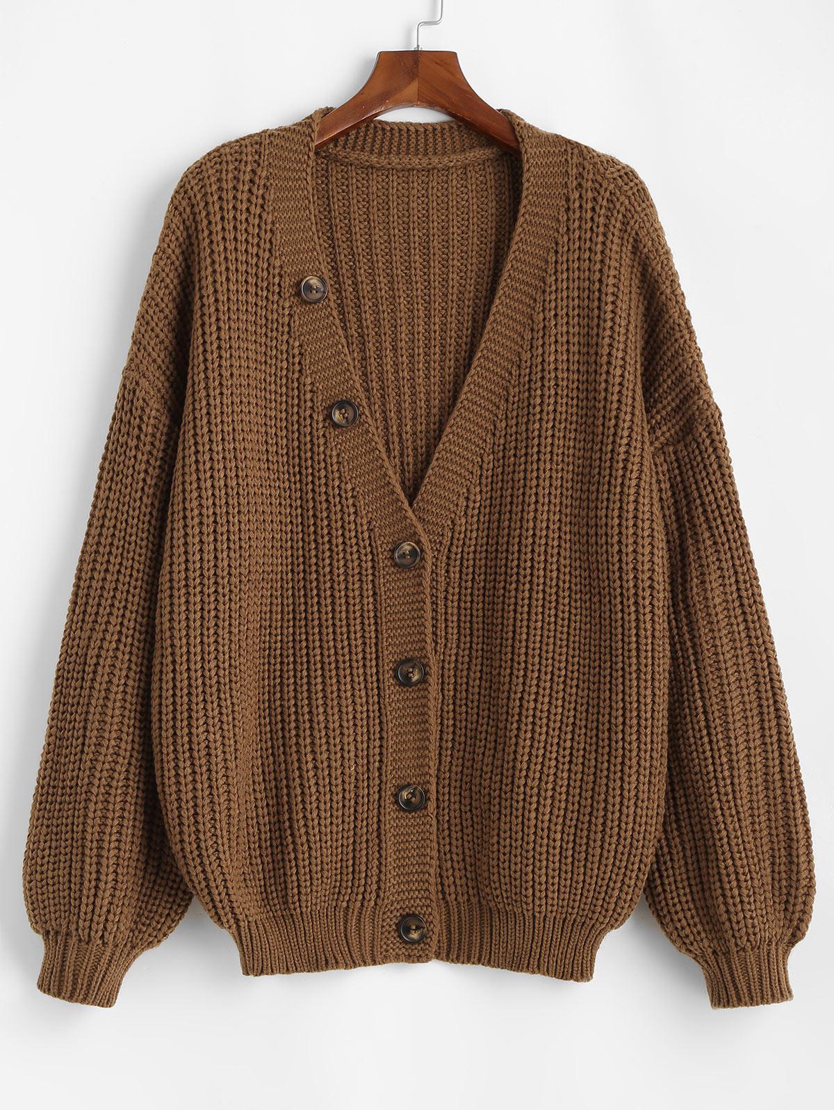 Zaful Denim Sweater Button Up Lantern 