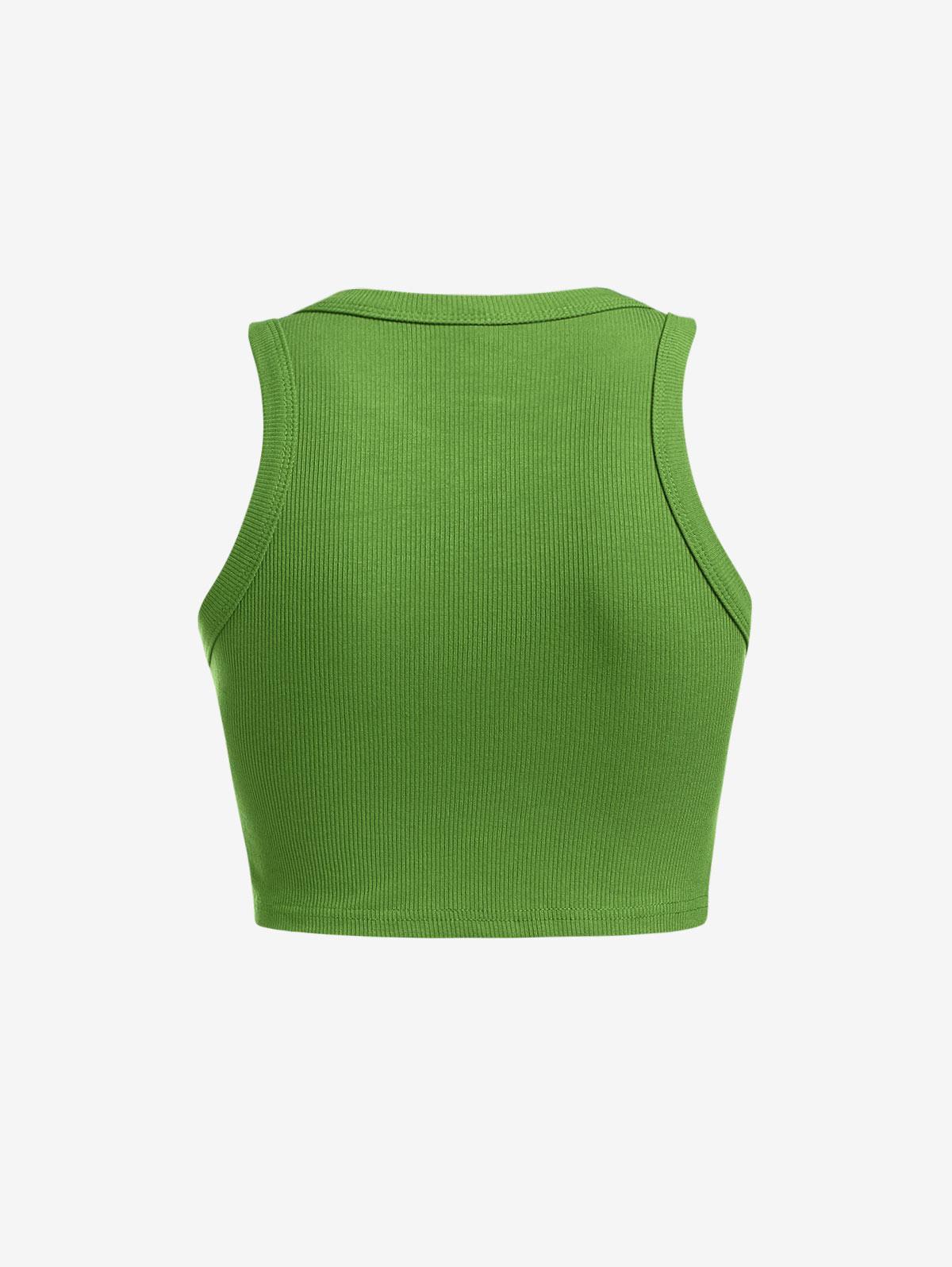 Zaful Tank Tops Ribbed Cropped Embroidered Tank Top Green | Lyst