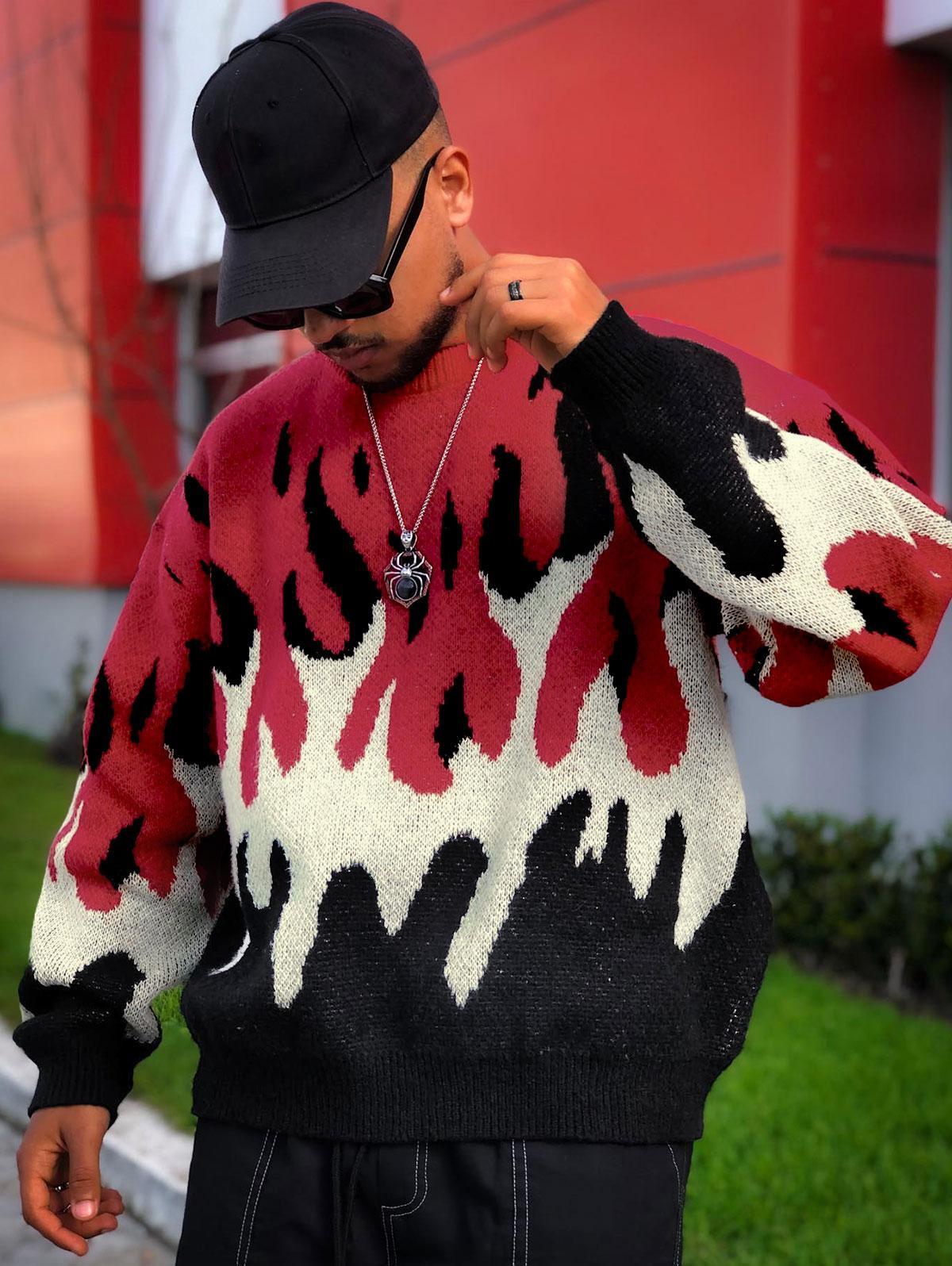 Zaful Fire Flame Graphic Y2k Aesthetic Sweater in Red for Men | Lyst